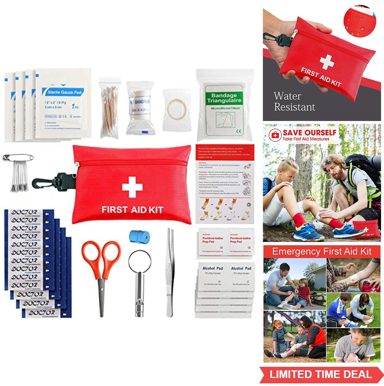 First Aid Kit 97 Piece Travel Camping Hiking Car Emergency Supplies Waterproof
