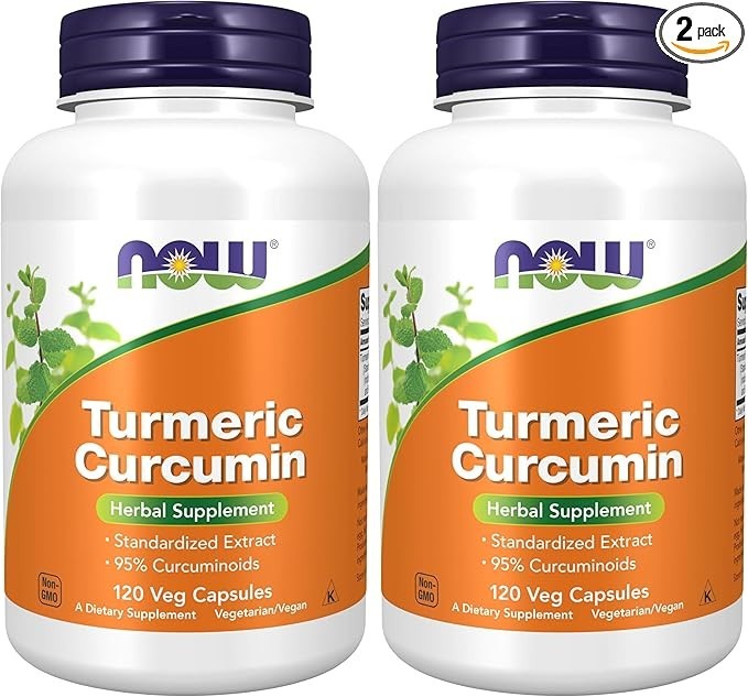 NOW Foods Turmeric Curcumin 95% Cucuminoids 120 Veg Caps (2pk) – New BB 09/2029