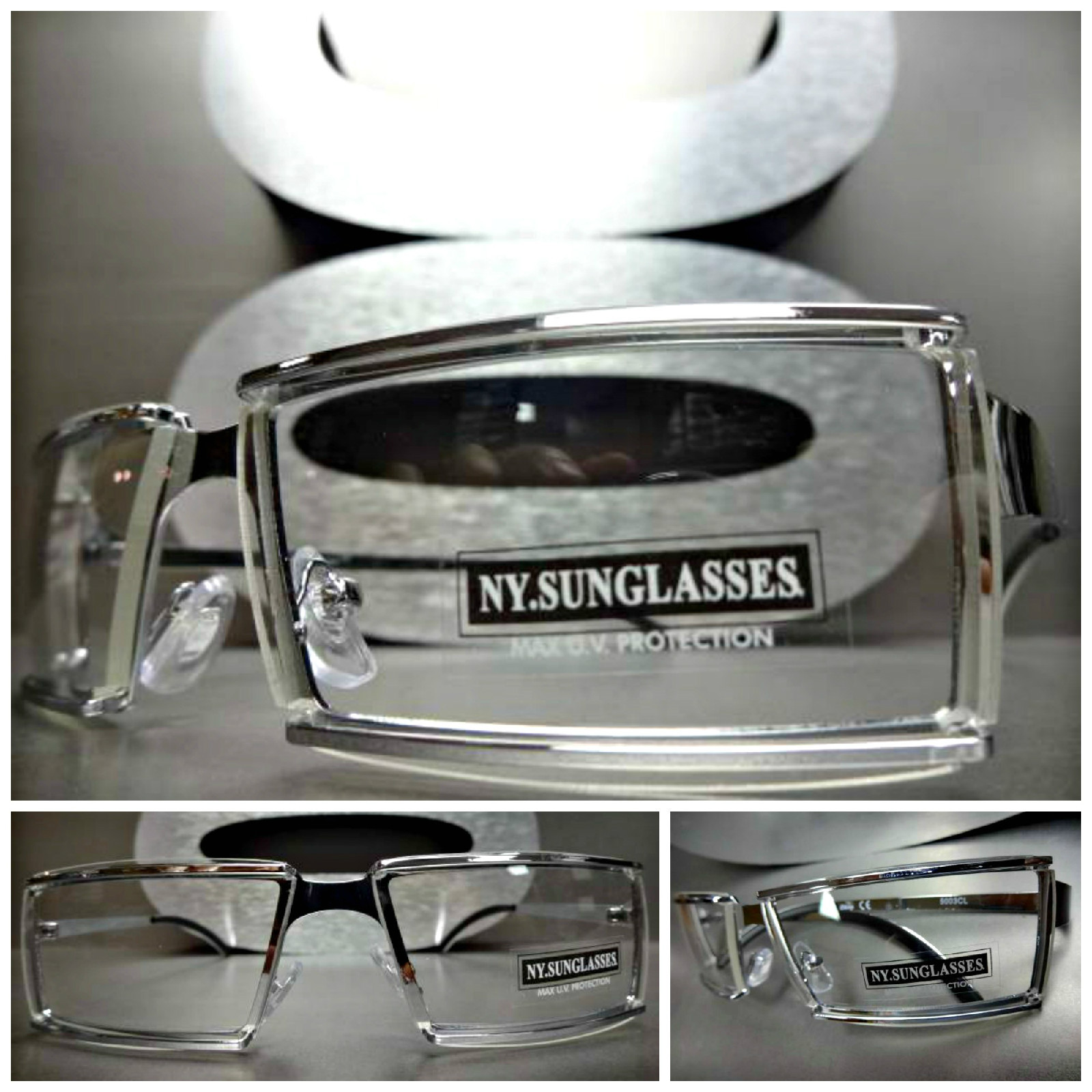 Men’s Women UNIQUE CONTEMPORARY MODERN Style Clear Lens EYE GLASSES Silver Frame