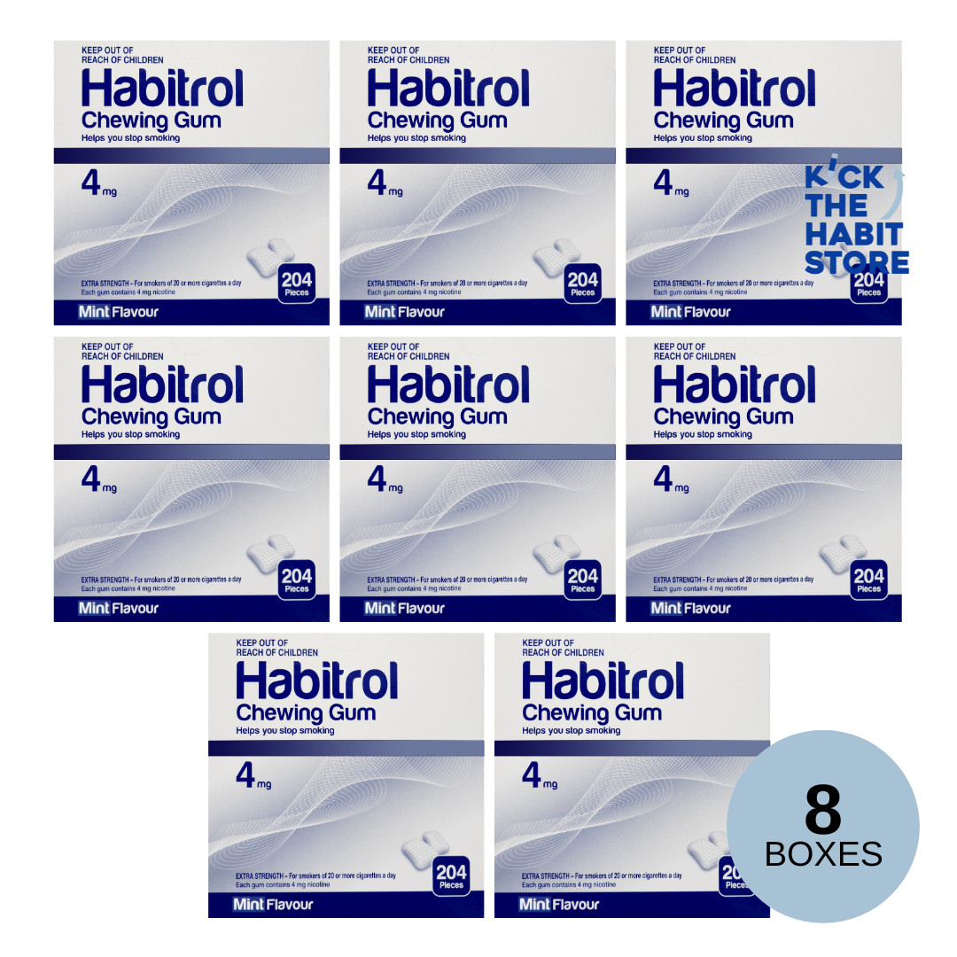 Habitrol Gum 4mg Mint 1632 Pieces 8 Boxes Sugar Free Nicotine Quit Smoking Now