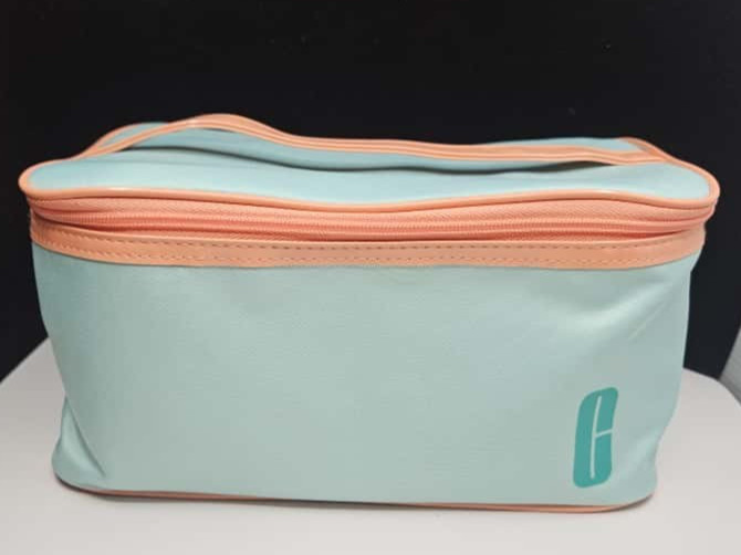 Clinique Green & Orange Cosmetic Travel Bag Train Case New