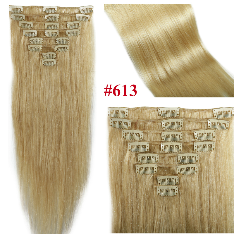 Hot Sale Standard 10-24inch Full Head Real Clip in Remy Human Hair Extensions US