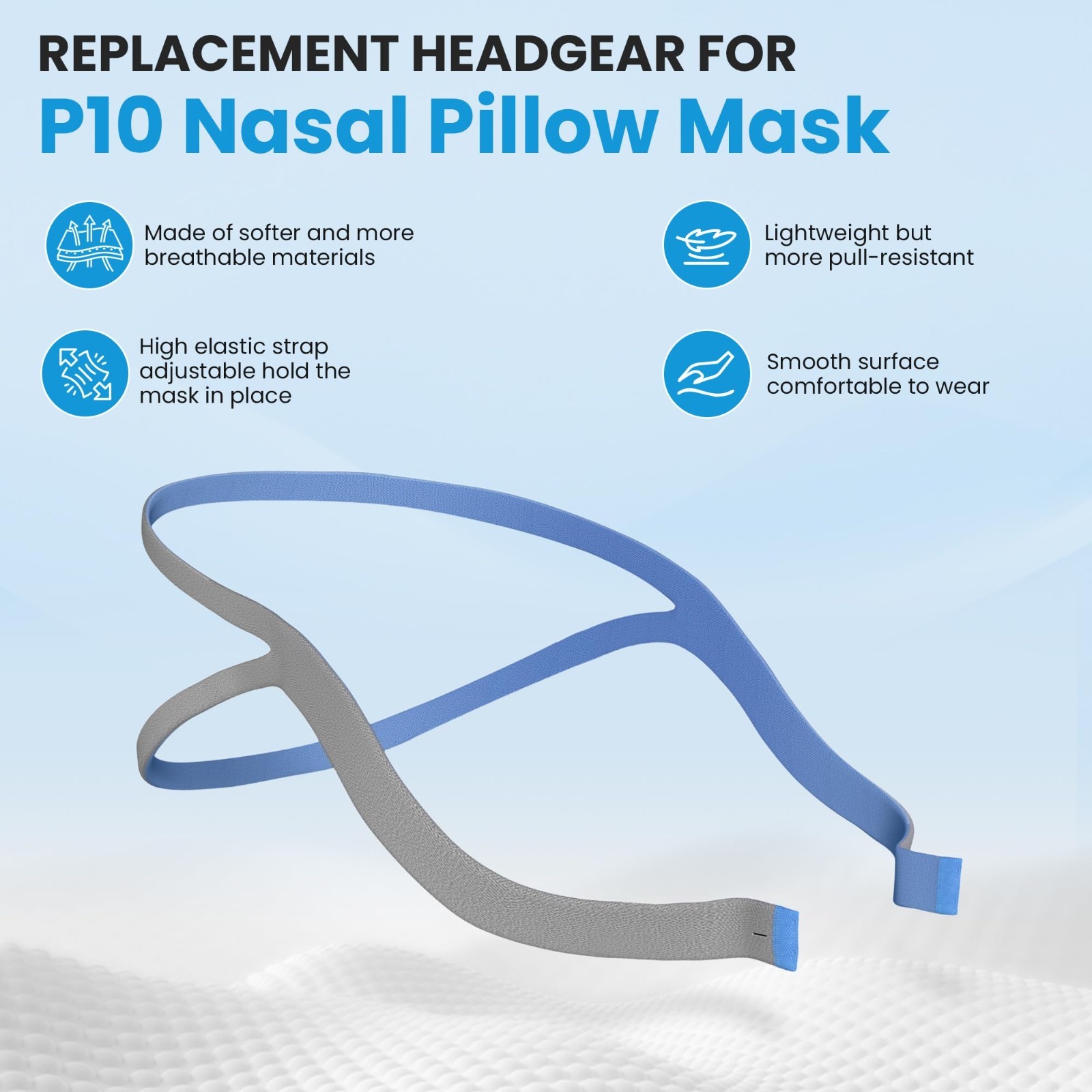2pcs Airfit P10 Headgear Strap, Replacement CPAP Headgear Compatible with Resmed