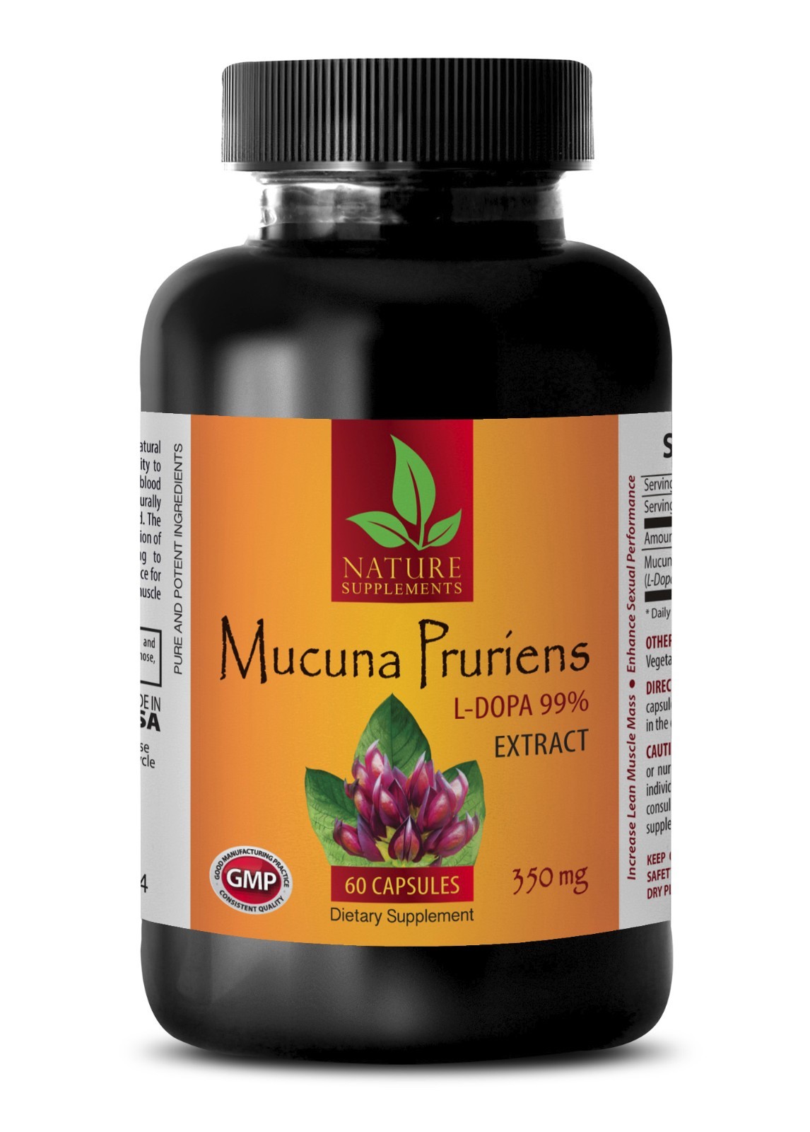 Dopamine supplements – MUCUNA PRURIENS 350MG – L-Dopa 1 Bottle 60 Capsules