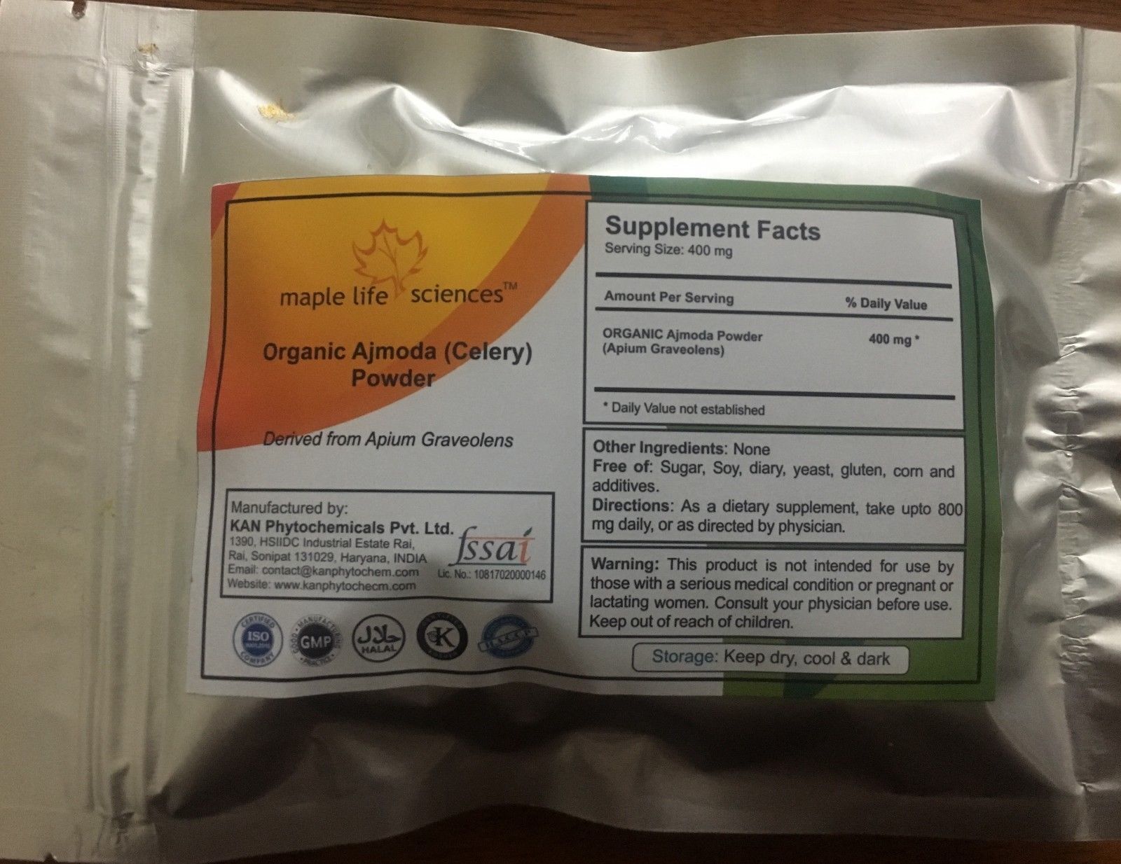 ORGANIC Ajmoda (Celery) Powder Apium Graveolens Pure and High Quality