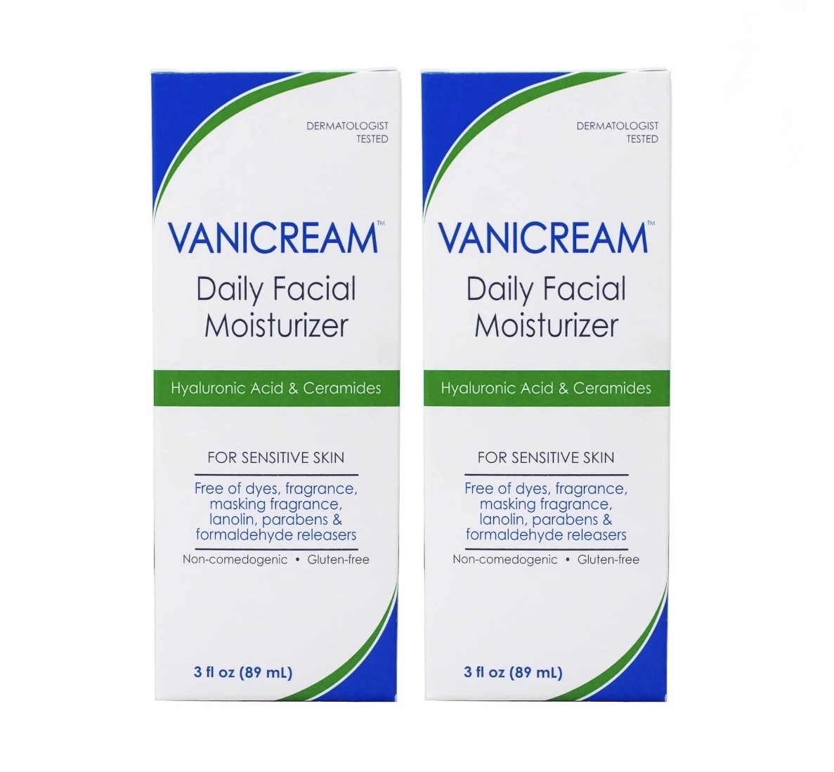 Vanicream Daily Facial Moisturizer, 3 oz, Hyaluronic Acid – 2 Pack
