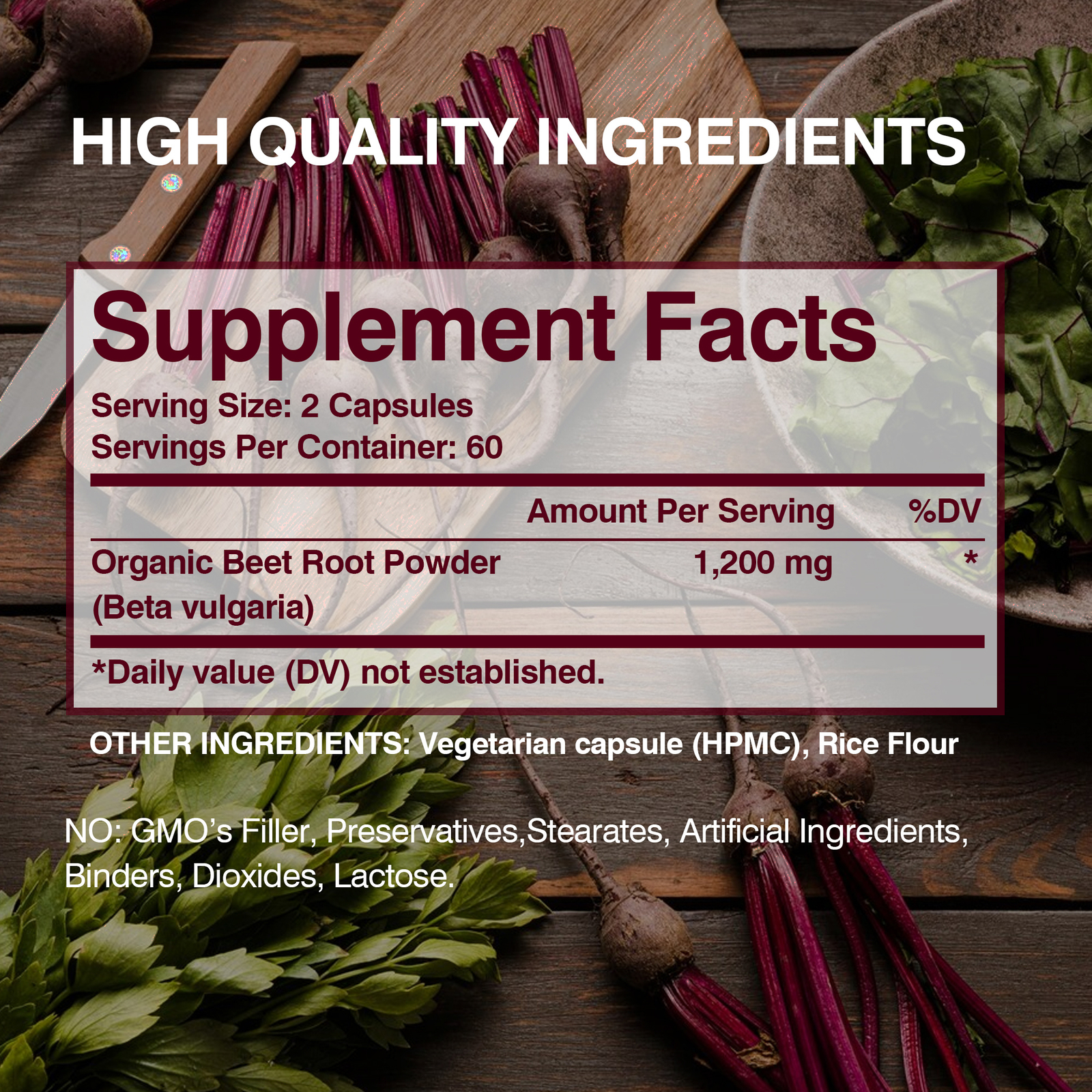 120pcs Organic Beet Root Capsules – Blood Pressure Support, Blood Circulation