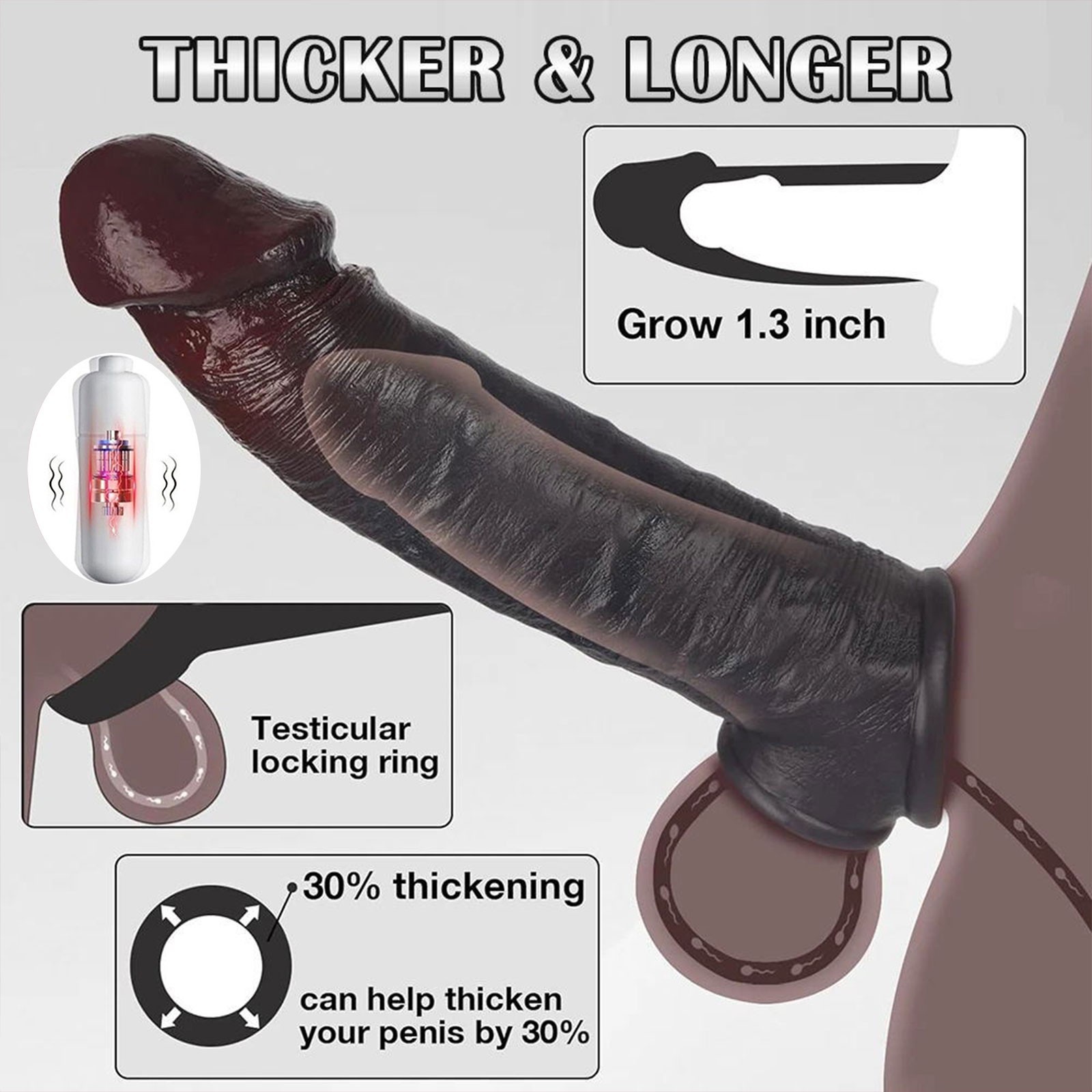 Penis Sheath Male Bigger Sleeve Girth Reusable Condom Extender-Enlarger-Enhancer