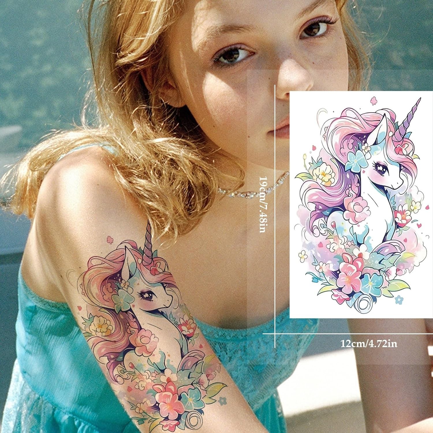68 Sheet Unicorn Temporary Tattoos for Women Girls Waterproof Arm Sleeve Tattoo