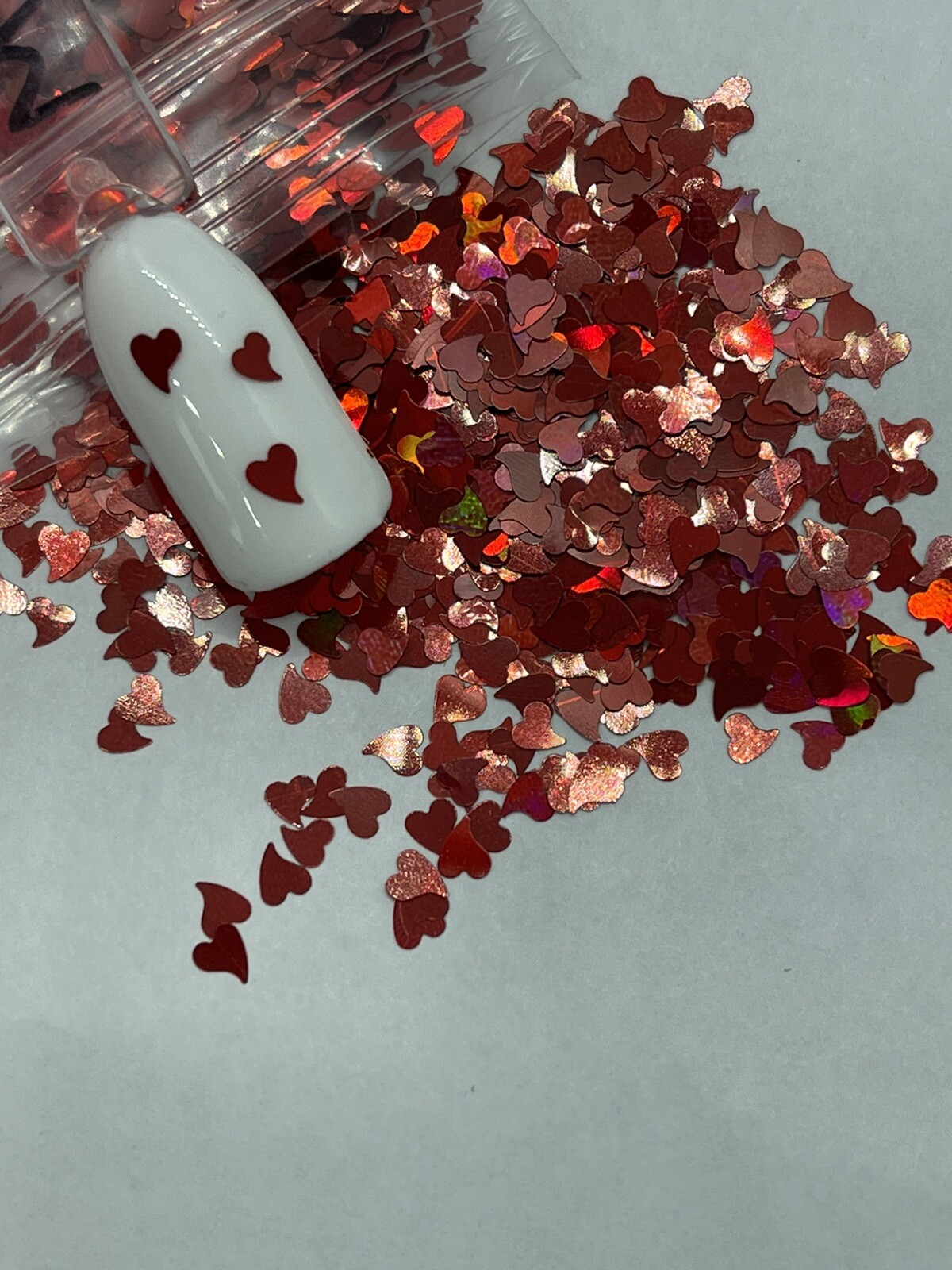 Valentine’s Holographic Red Heart Nail Glitter | 1 TSP | Nail Art & Acrylic