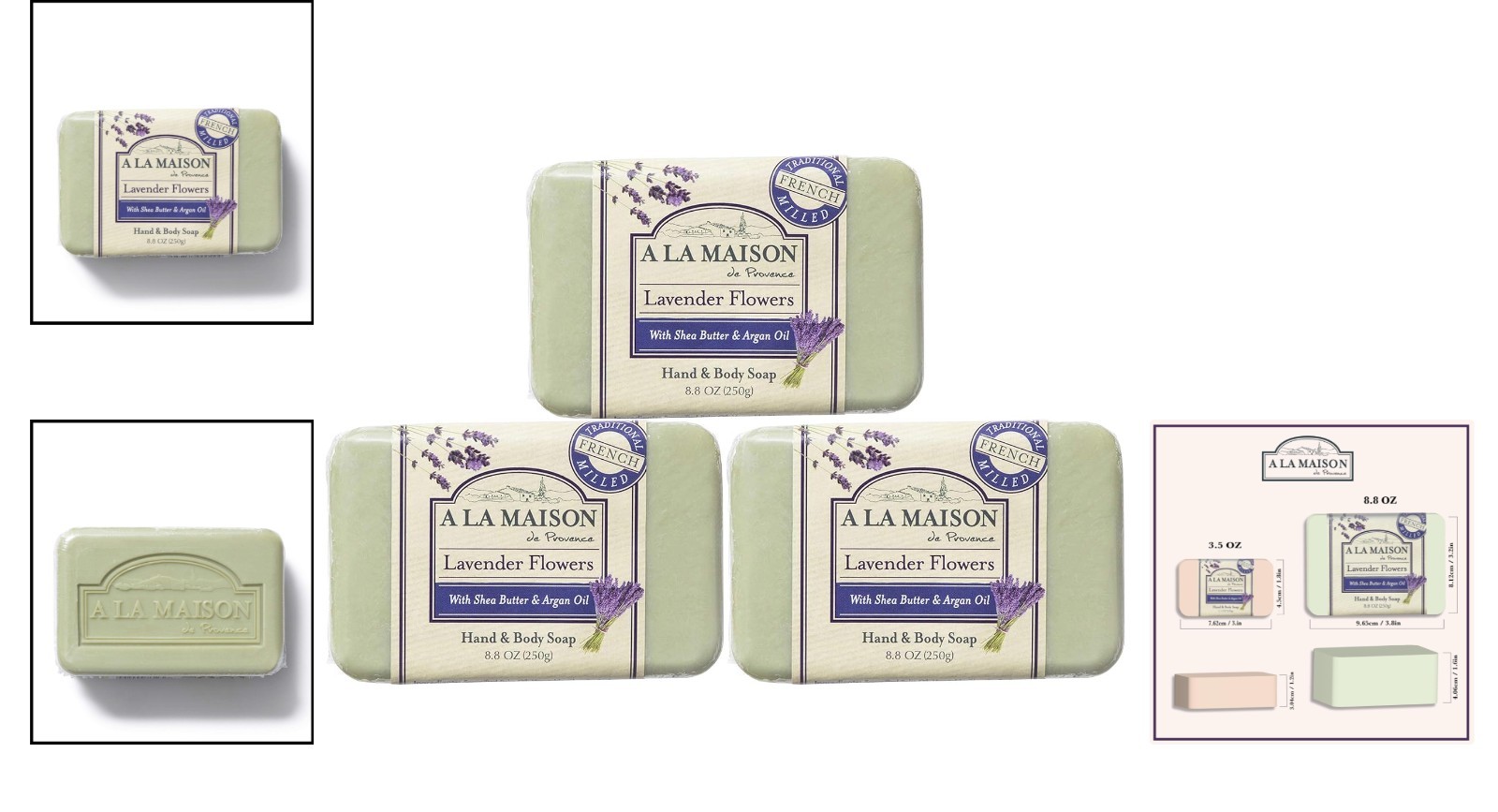 Lavender Flower Soap Bars – Biodegradable, Cruelty-Free, 8.8oz Organic Set of 3