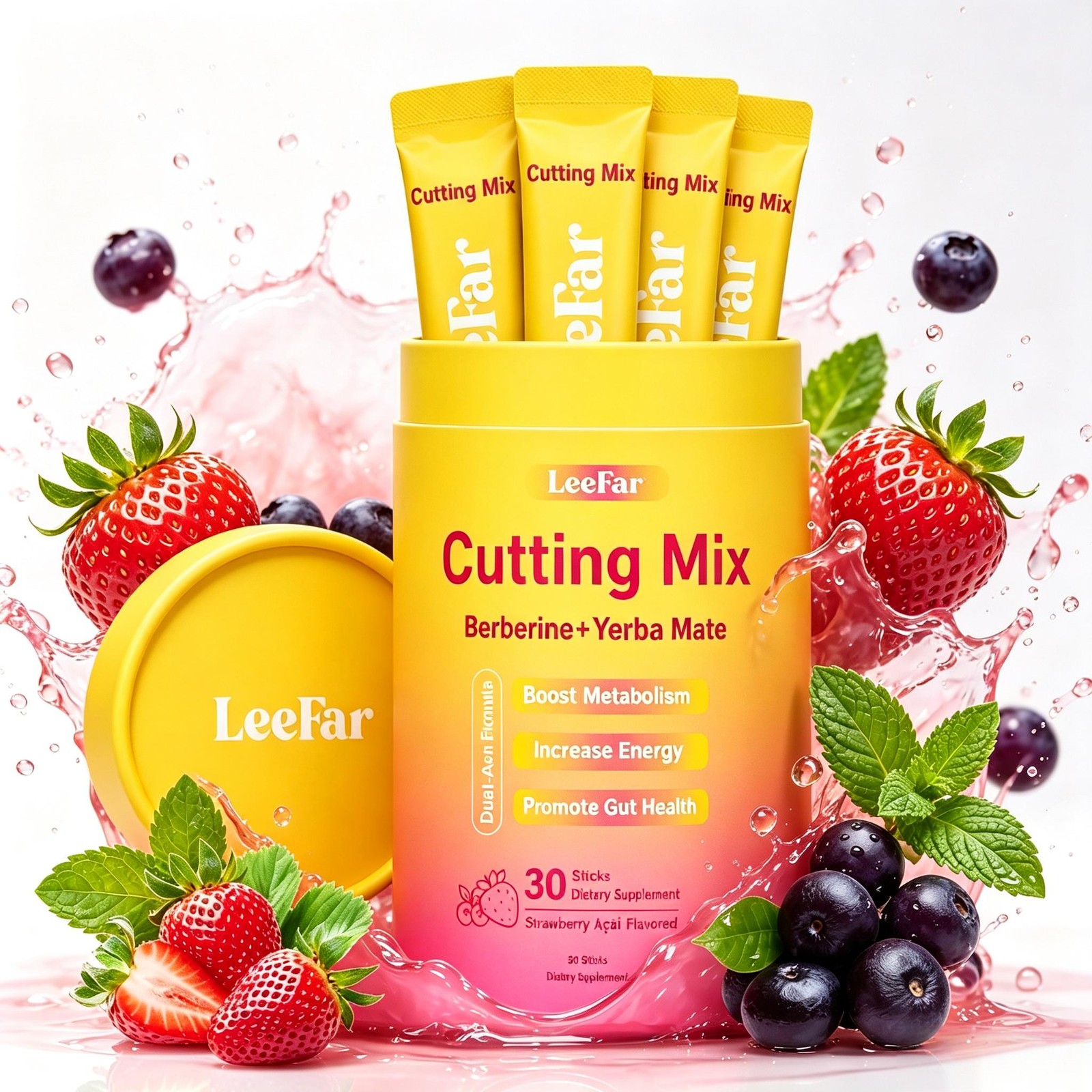 30 Bags LeeFar Cutting Drink Mix – Berberine, Chromium,5-HTP, Yerba Mate US