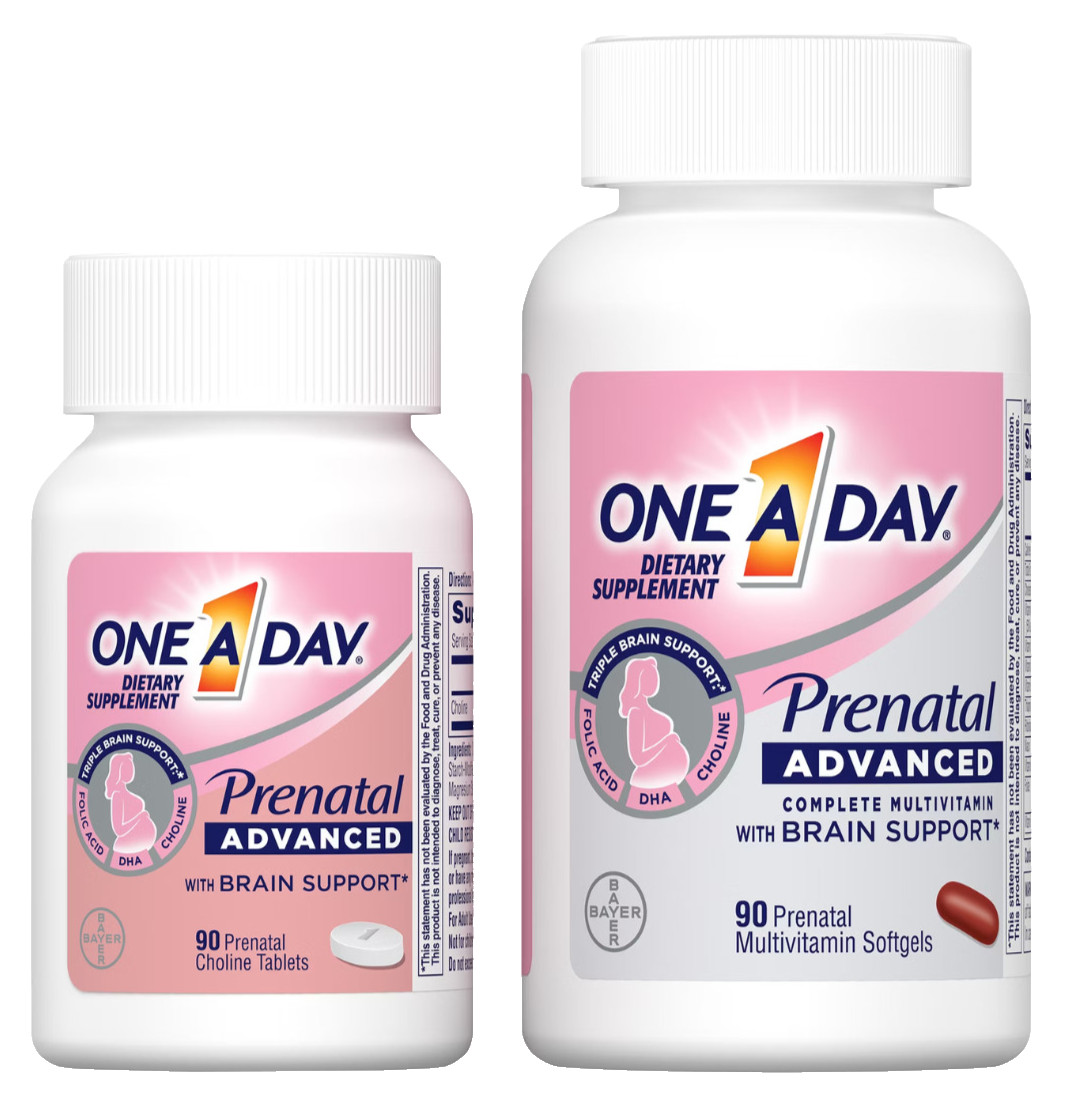 One A Day Prenatal Advanced Multivitamin + Choline DHA Folic Acid Iron 90+90 ct