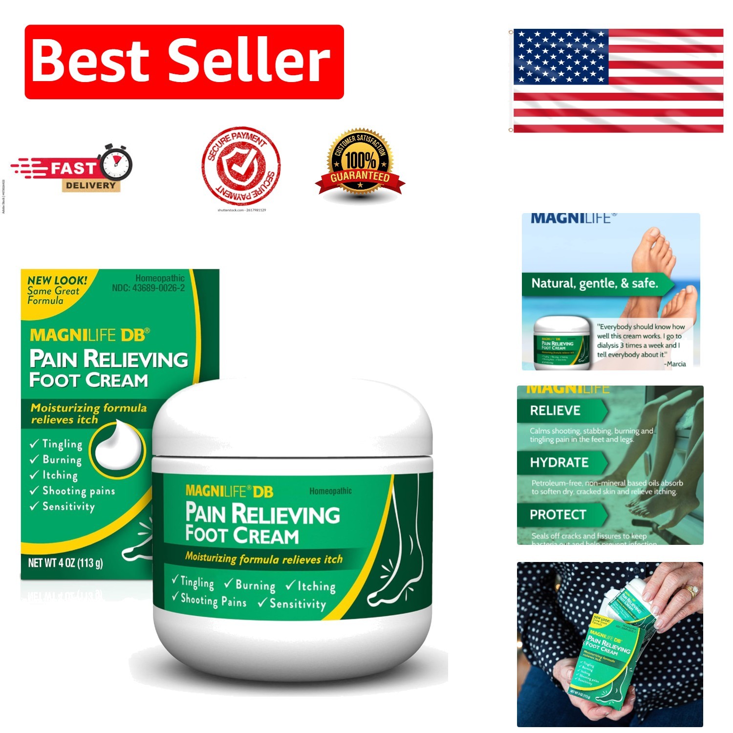 4 Oz Hydrating Foot Cream for Tingling and Cracked Skin Relief – All-Natural