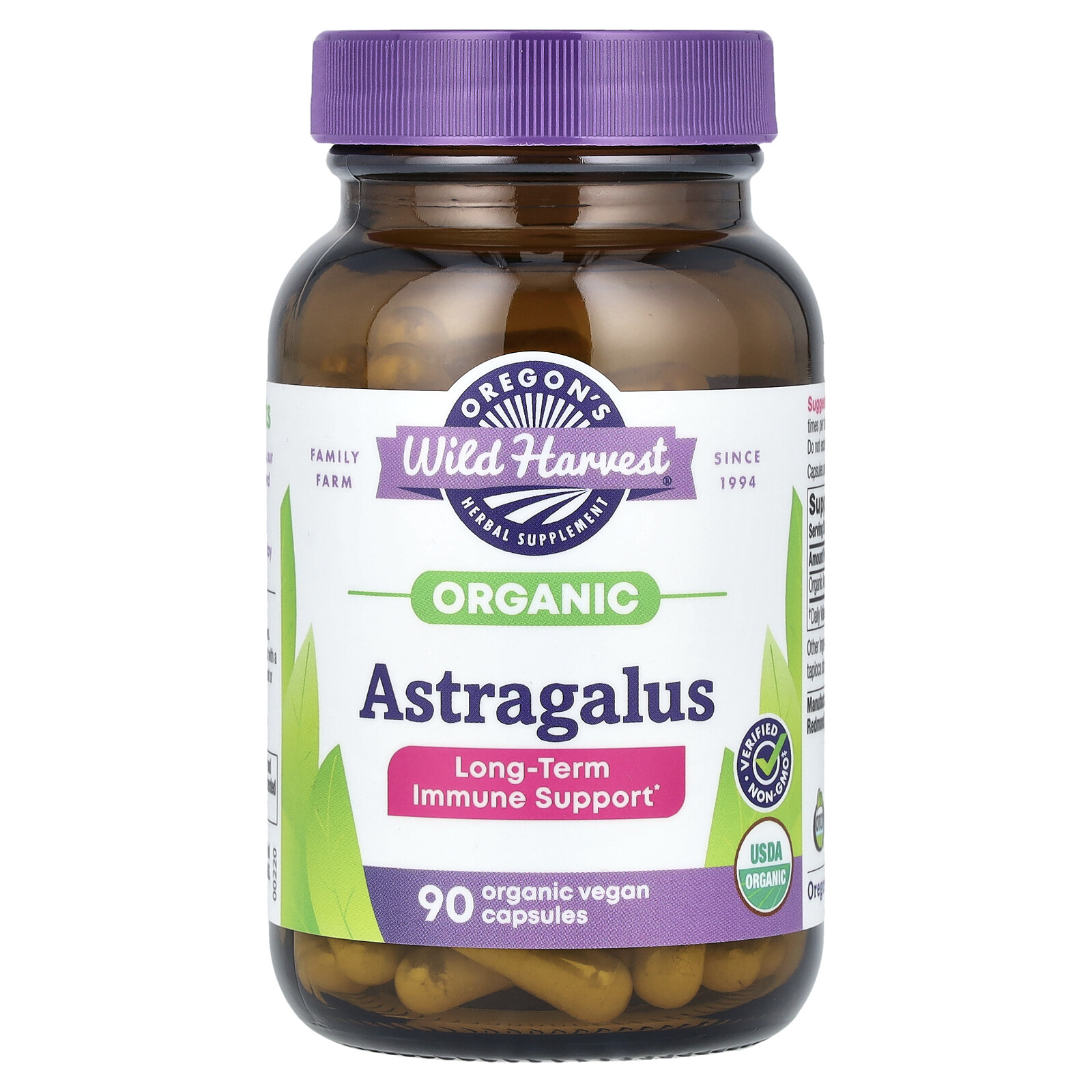 Oregon s Wild Harvest Astragalus 90 Vegetarian Capsules Dairy-Free, Gluten-Free,