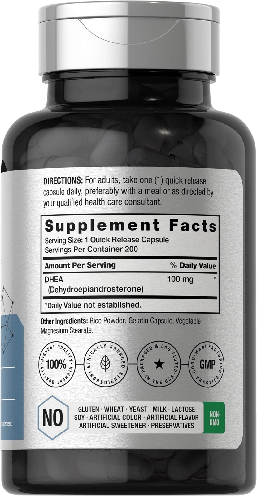 Horbäach DHEA 100mg | 200 Capsules | Supplement for Men 200 Count (Pack of 1)