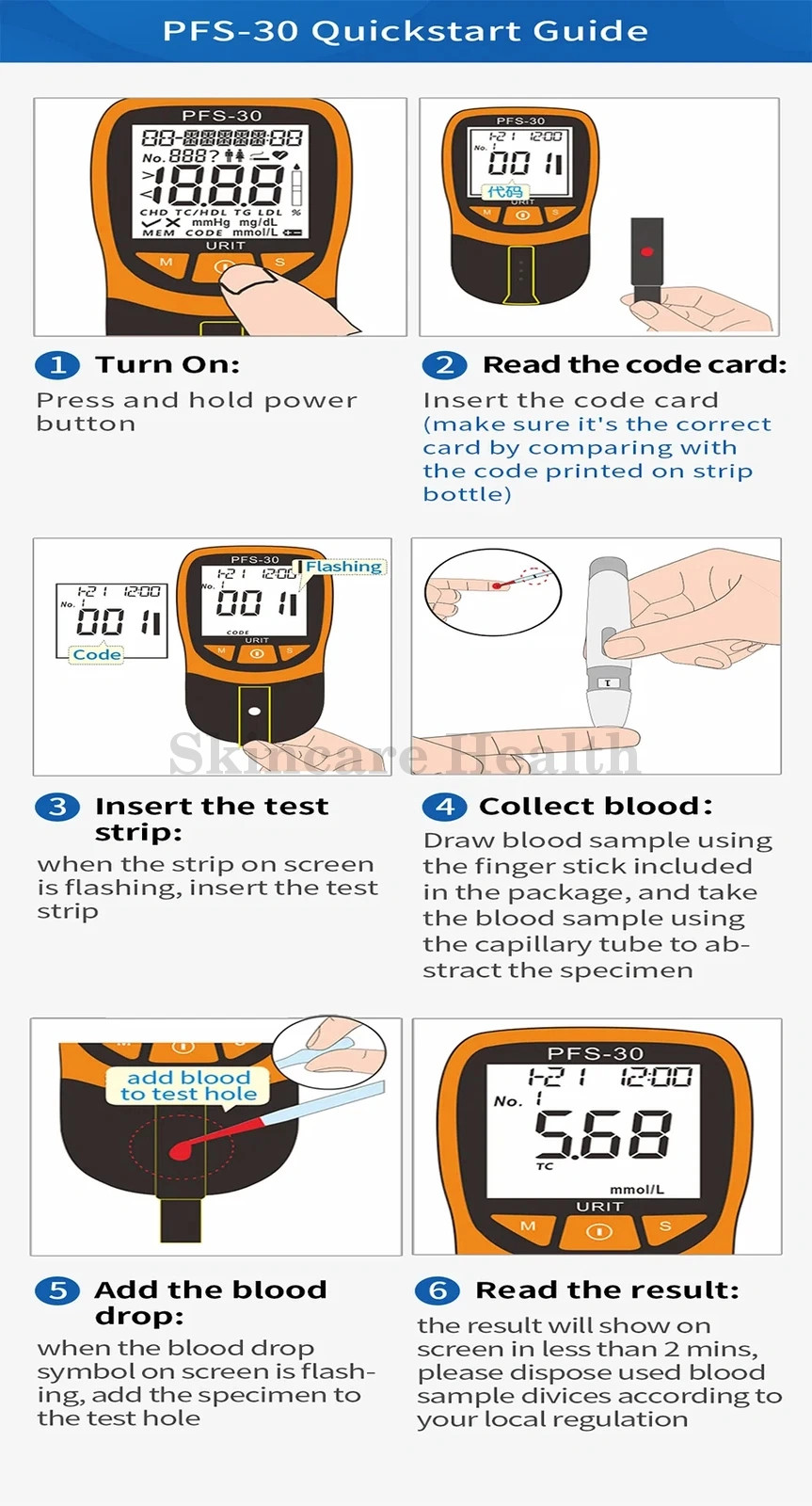 Cholesterol, triglyceride five-item blood lipid analyzer kit with 30 test strips