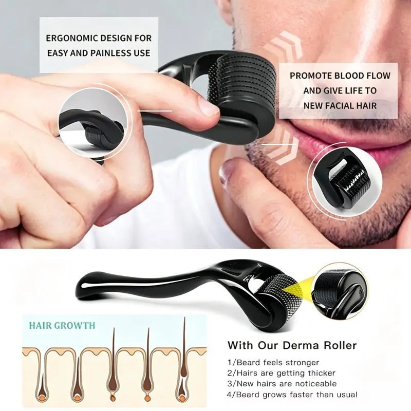 Derma-Skin Roller 540 Titanium Micro Needle Anti Ageing Hair Regeneration Growth