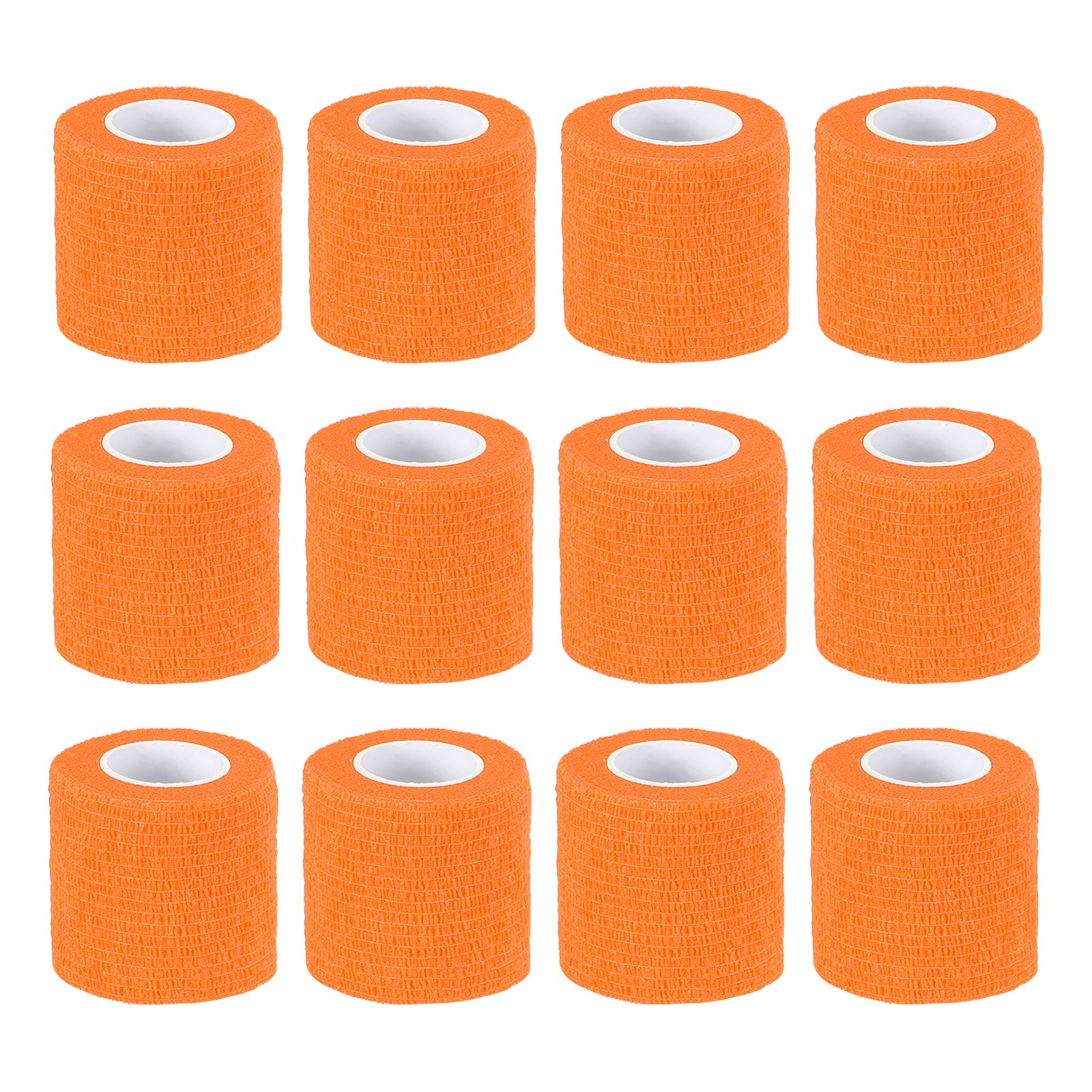 2″ x 177″ 12 Pcs Self Adhesive Bandage Wrap Elastic Self Tape Bright Orange