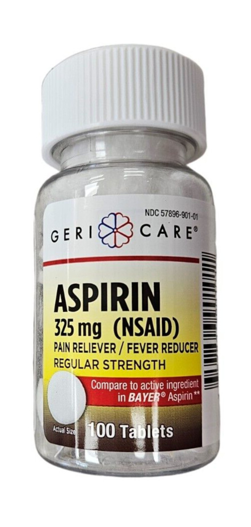 Gericare Aspirin 325mg UNCOATED Tablets 100ct NEW LOOK! ^