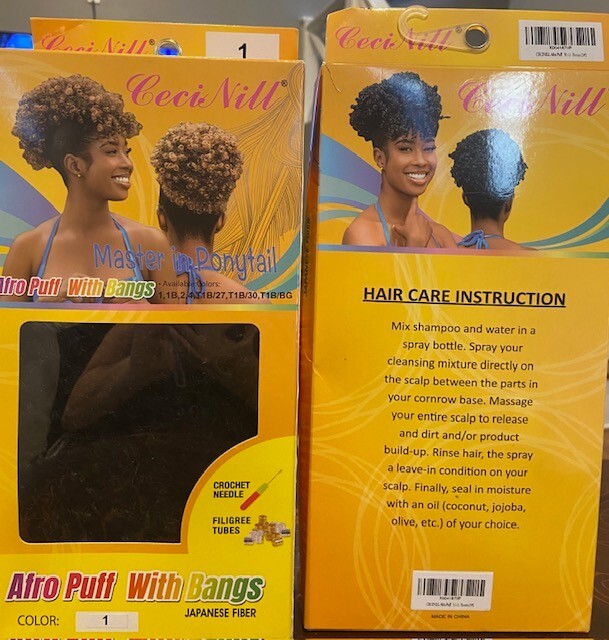 Afro Puff with Bangs, Ceci Nill , Color 1#, Hair Extension BRAND NEW!