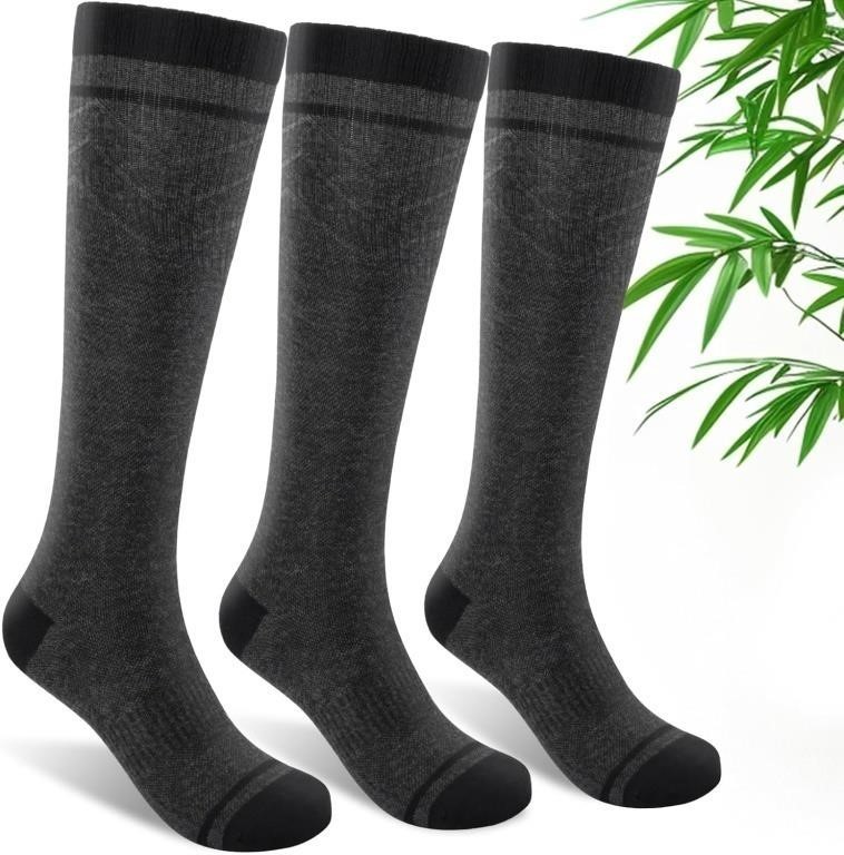 Bamboo Viscose Compression Socks for Women & Men (3 Pairs) 15-20 mmHg Knee High
