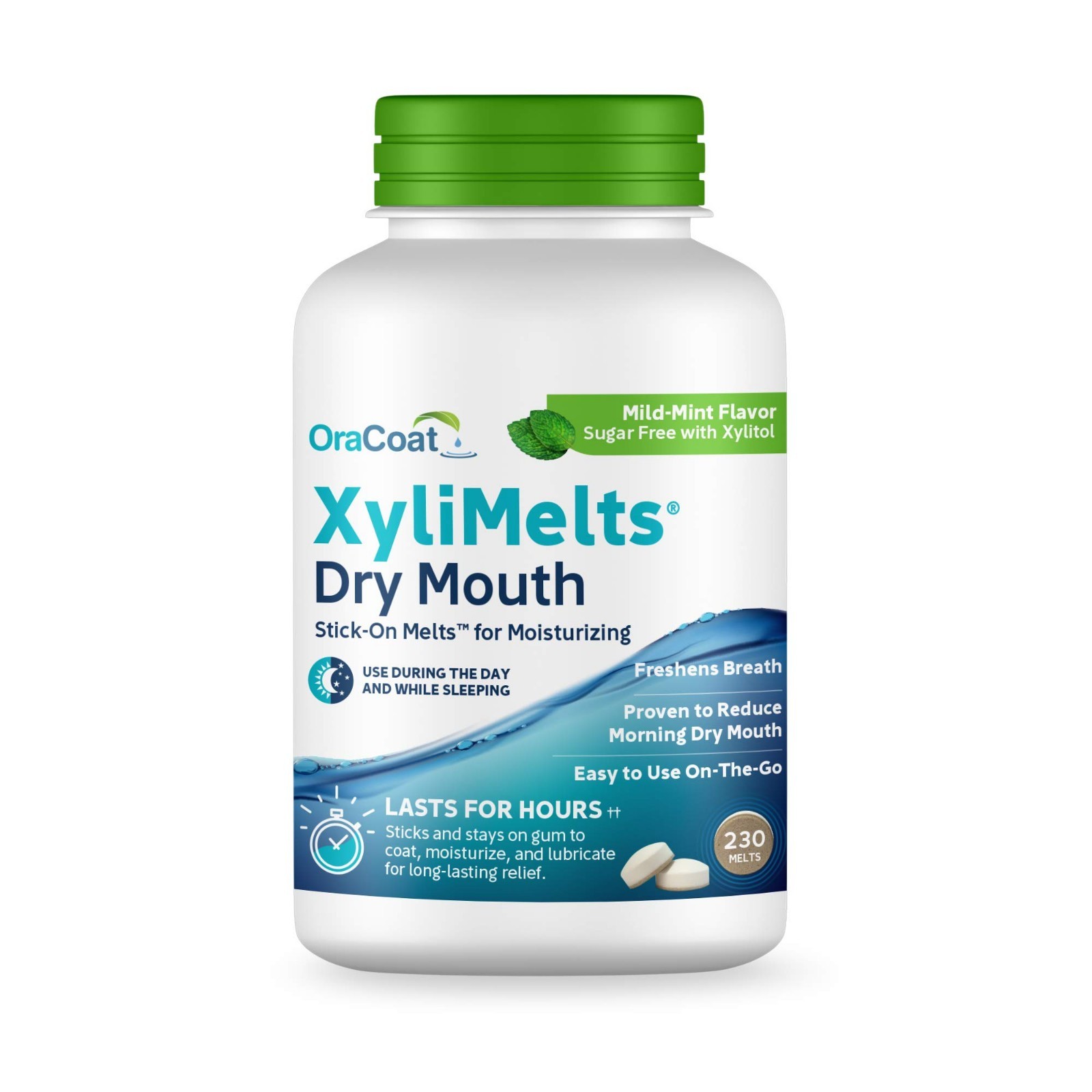 Moisturizing Dry Mouth Discs – Sugar-Free Xylitol, Mint Flavor, 230 Count, 8-Hou