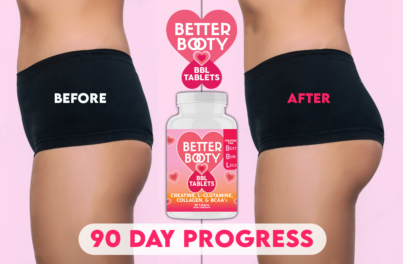 Better Booty BBL Tablets Creatine BCAA’s Women Perfect Peach Glute Builder 45ct