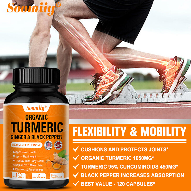 Turmeric Curcumin with Ginger & Black pepper 1500mg Triple Strength 120 Capsules