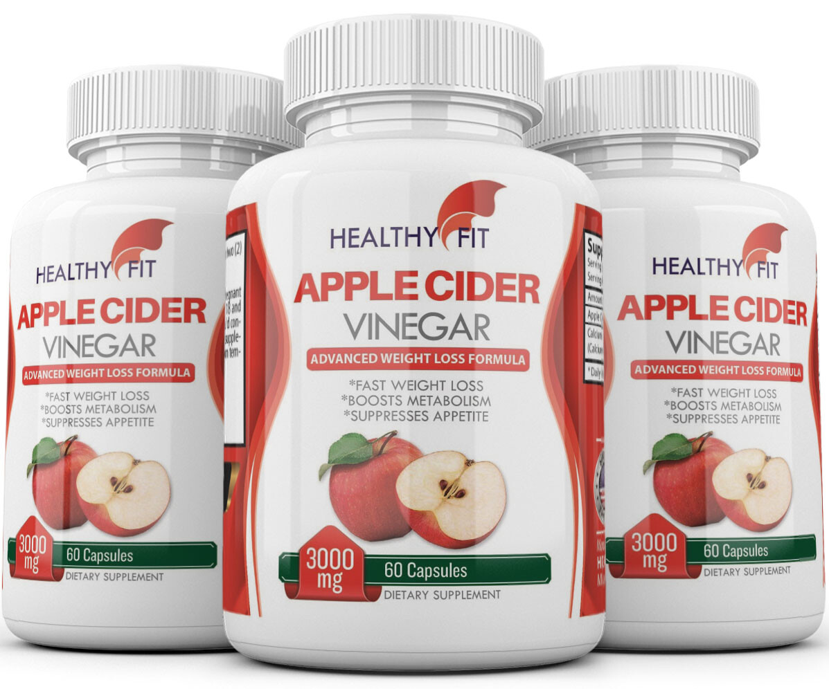 3 x APPLE CIDER VINEGAR Pills 3000mg RAPID FAST WEIGHT LOSS 180 CAPSULES USA