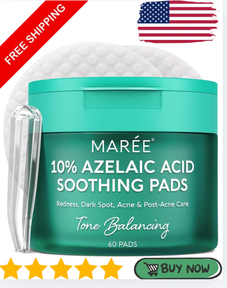 MAREE Azelaic Acid Acne Clearing Pads – 60 Count (Pack of 1), Turquoise