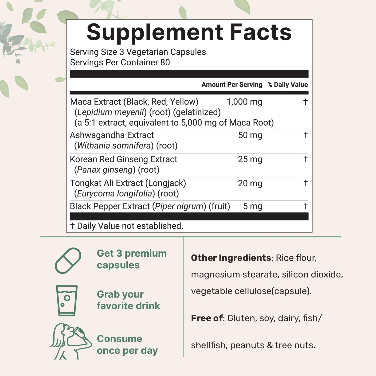 Maca Root 8050mg Per Caps, 6 MONTHS SUPPLY Supports Reproductive Health Natural