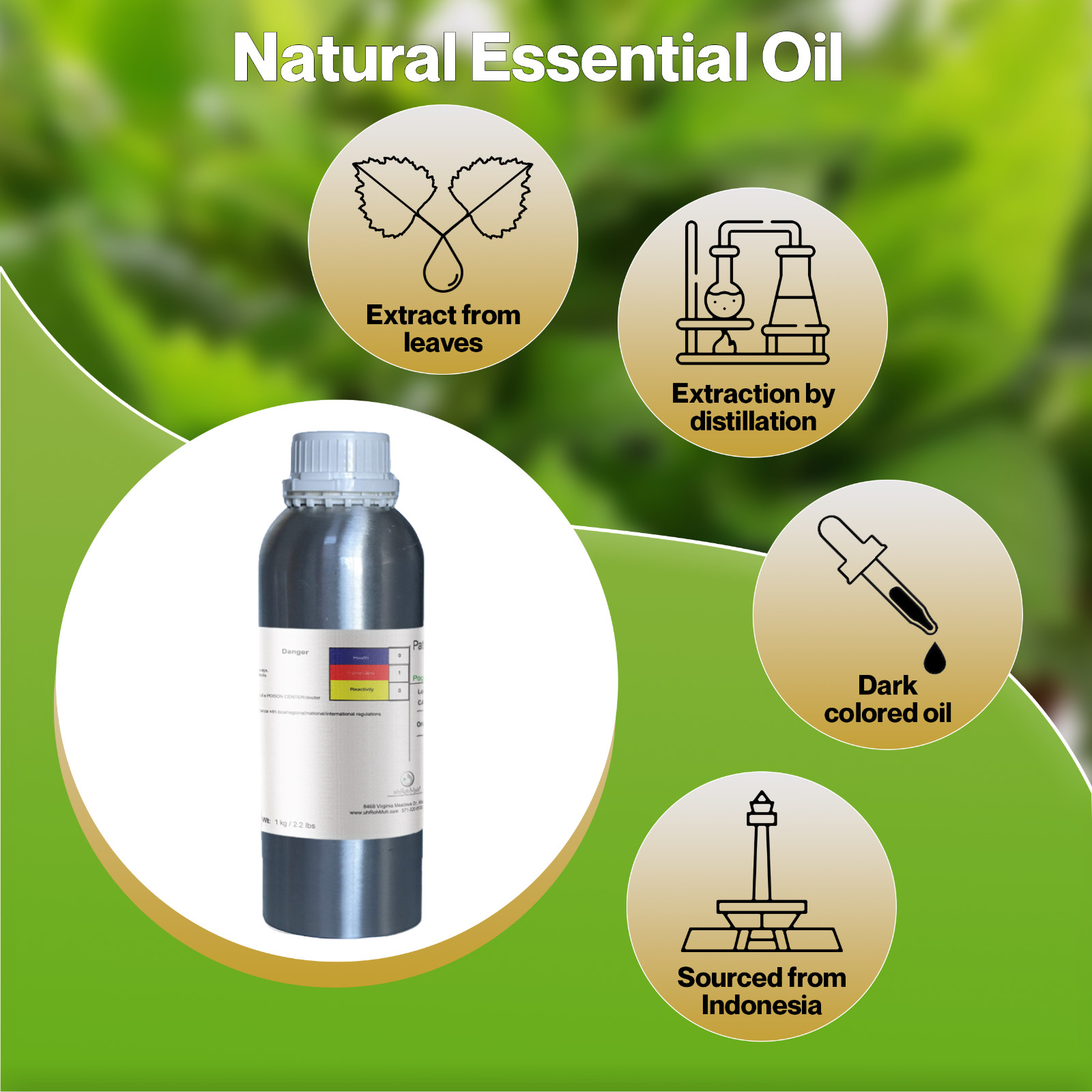 Patchouli (Dark)-Pogostemon cablin, Pure Natural & Undiluted, Indonesia