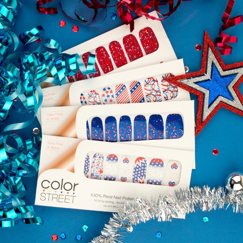 ✨ COLOR STREET Polish Strips Patriotic 4th July USA flag red white blue America