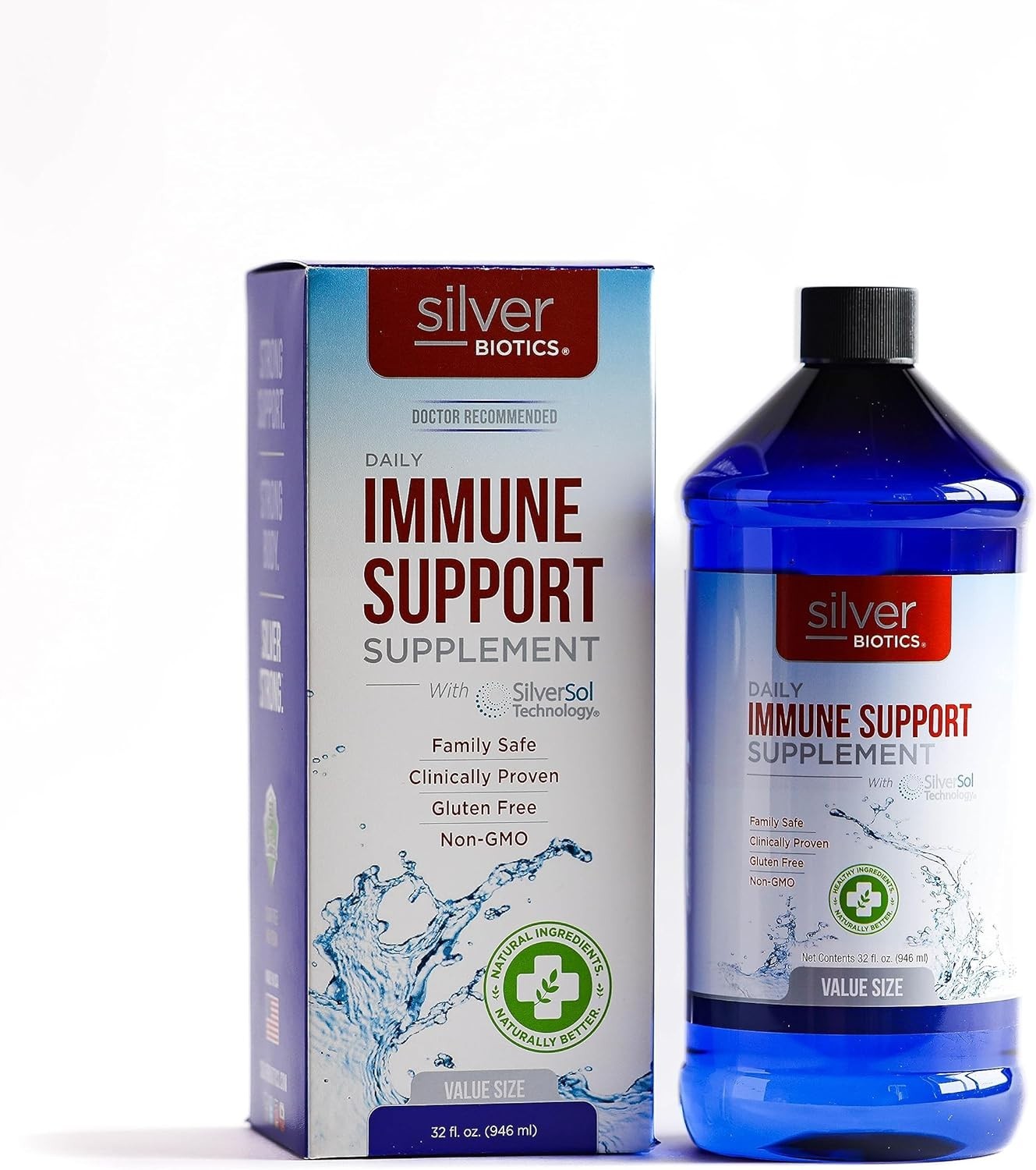 Silver Biotics Colloidal Nano SilverSol 10 PPM Immune Support Bio-Hackin 32 Fl