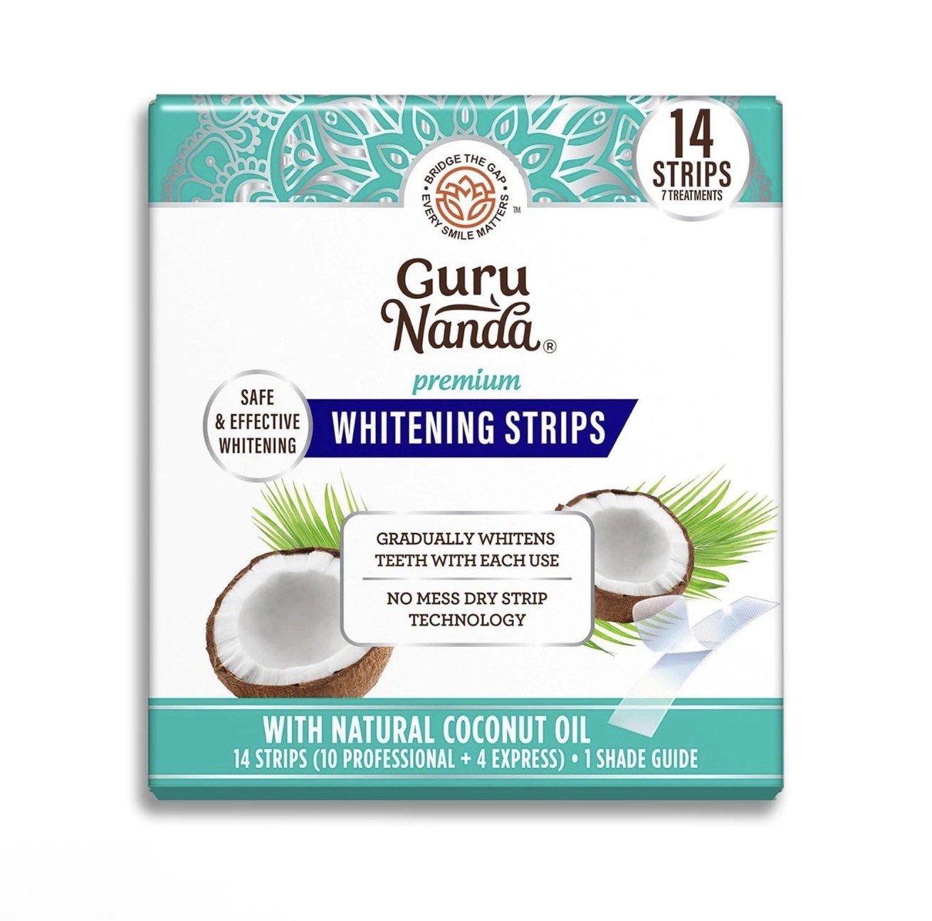 GuruNanda Teeth Whitening Strips – 7-Day Treatment with Non-Slip,