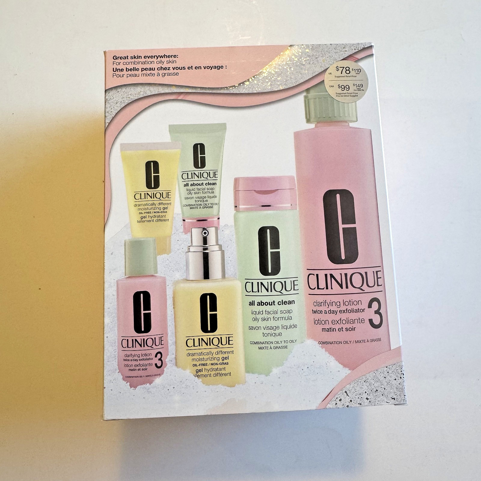 NEW Clinique Great Skin Everywhere: For Combination Oily Skin 6 Piece Gift Set