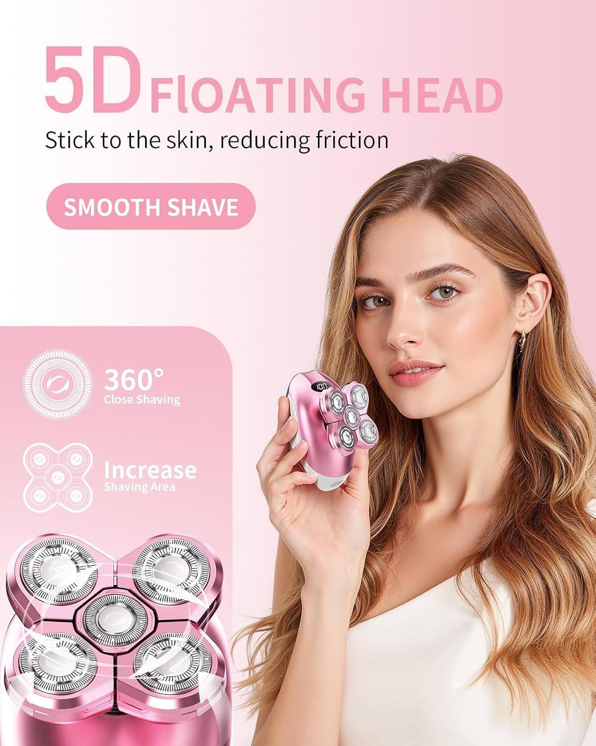 5-in-1 Multi-Function Electric Razor for Women,5D LED Hair Trimmer Rechargeable