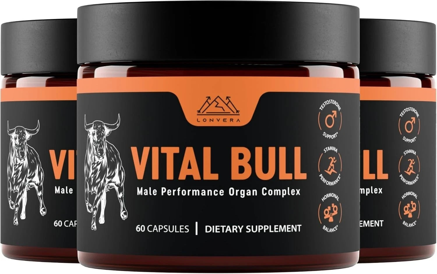 3x Lonvera Vital Bull Beef Organ Health Formula Blend for Men – Grass Fed Organs