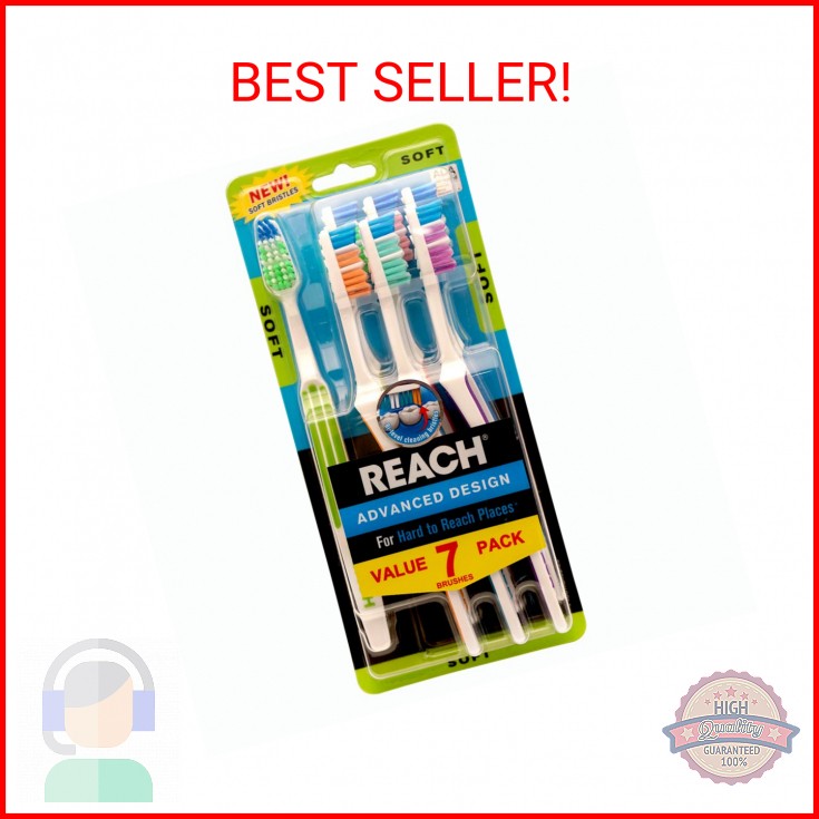 REACH Advanced Design Adult Toothbrush, Soft, 7 Count
