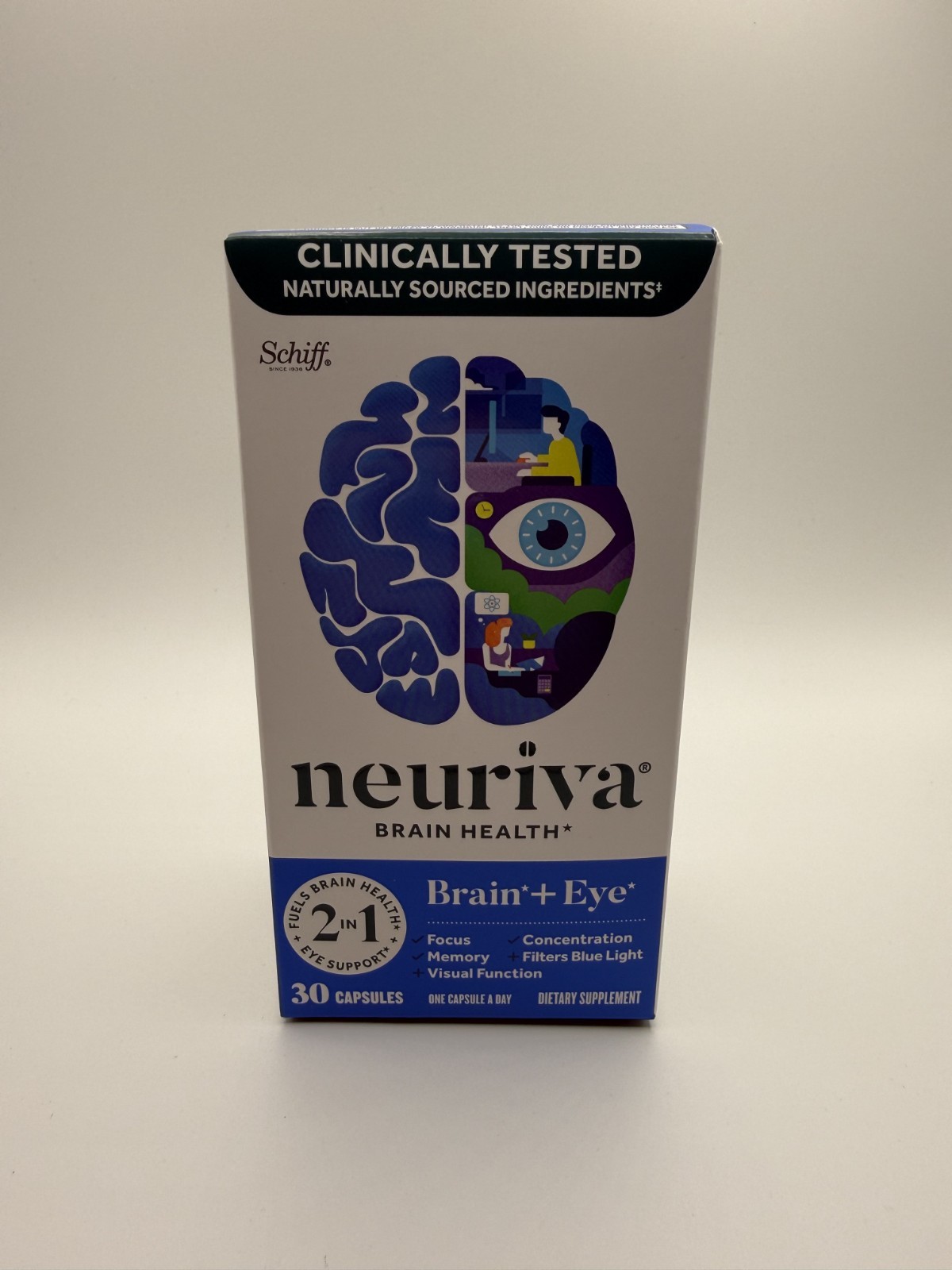 Neuriva Brain+ Eye Health Supplement Support Health Support 30 Capsules – New