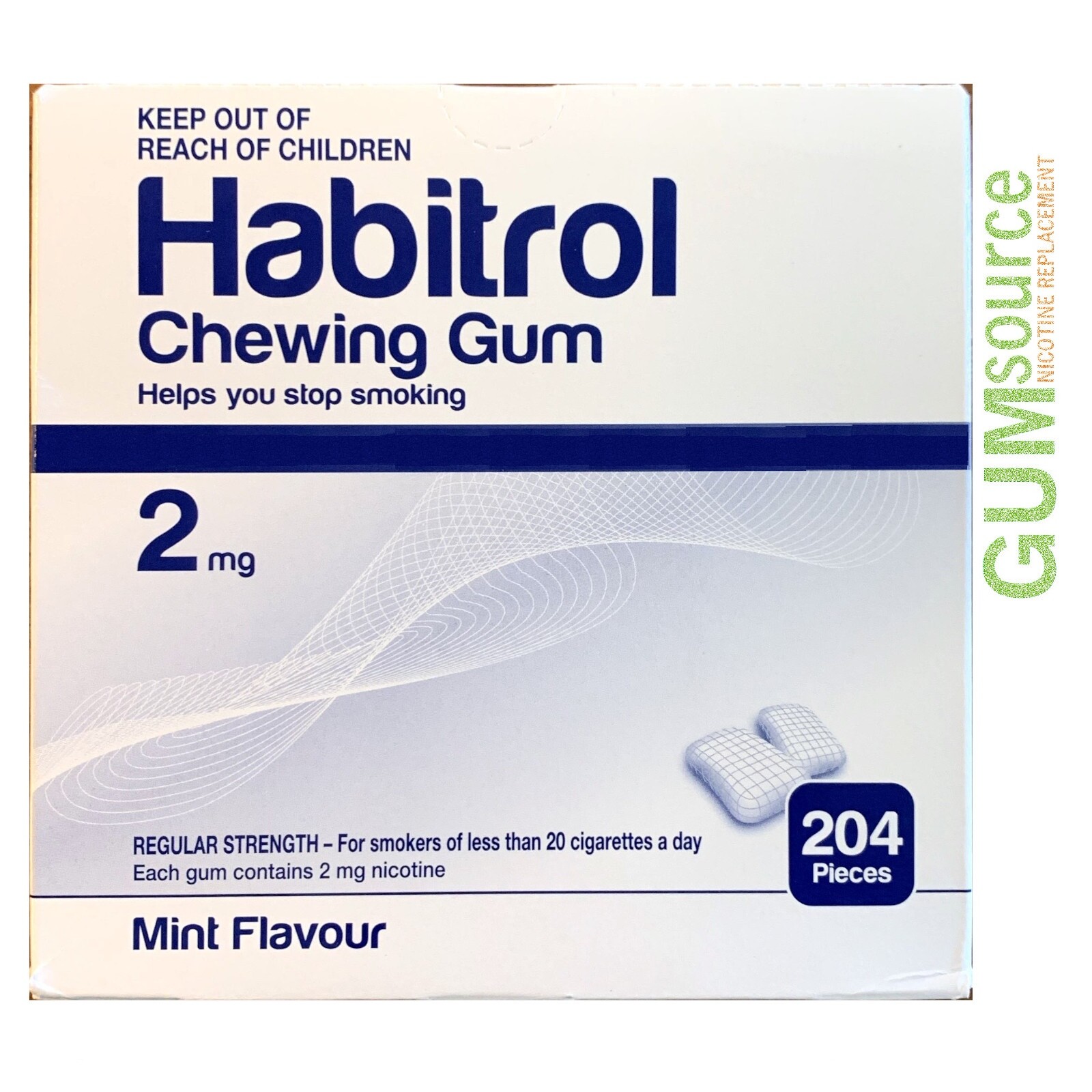Habitrol 2mg Bulk MINT 1 box 204 pieces Nicotine Quit Smoking Gum