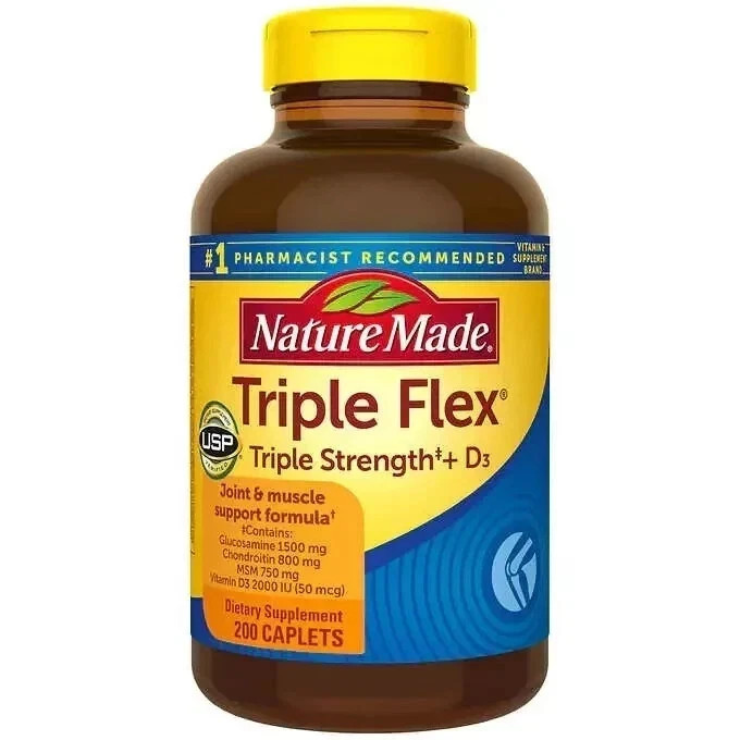 Nature Made three Flex Triple Strength + D3, 200 Caplets EXP: 06/2027