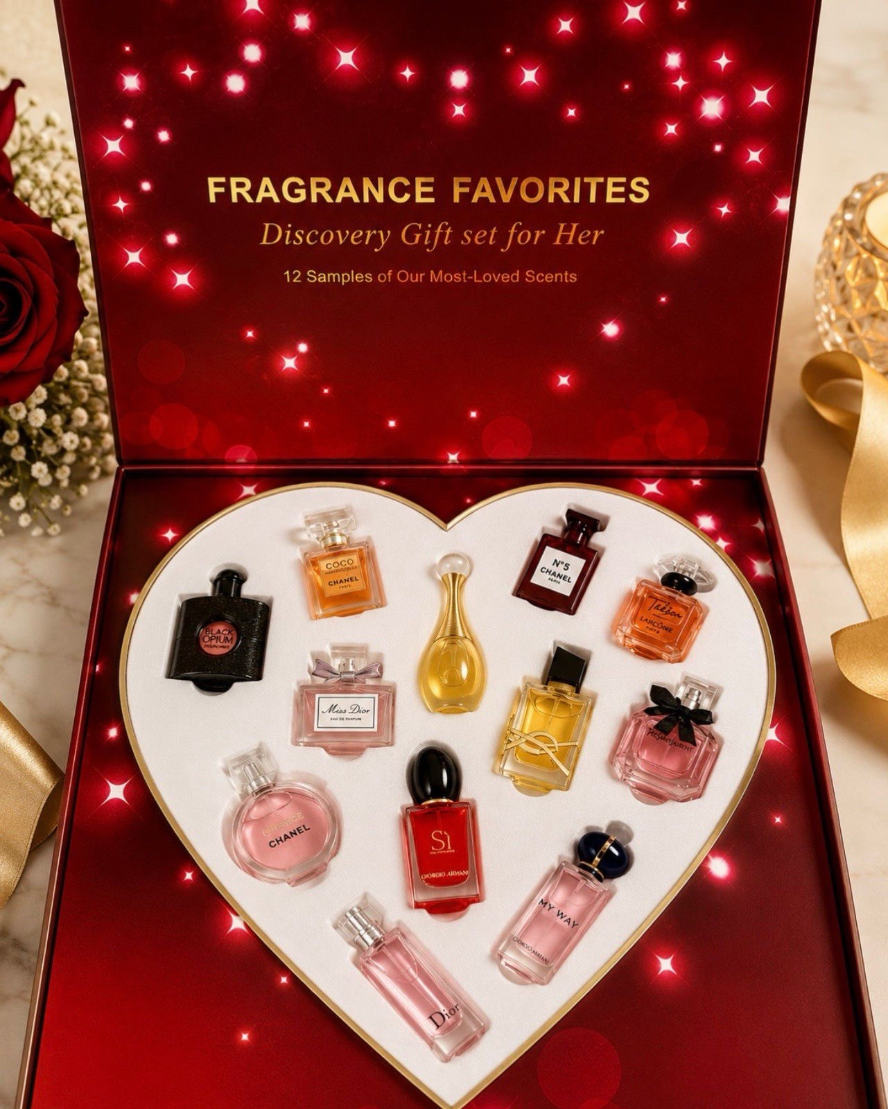 Fragrance Favorites Discovery Gift Set for Her 12 Sample Spray Set 0.4 fl oz