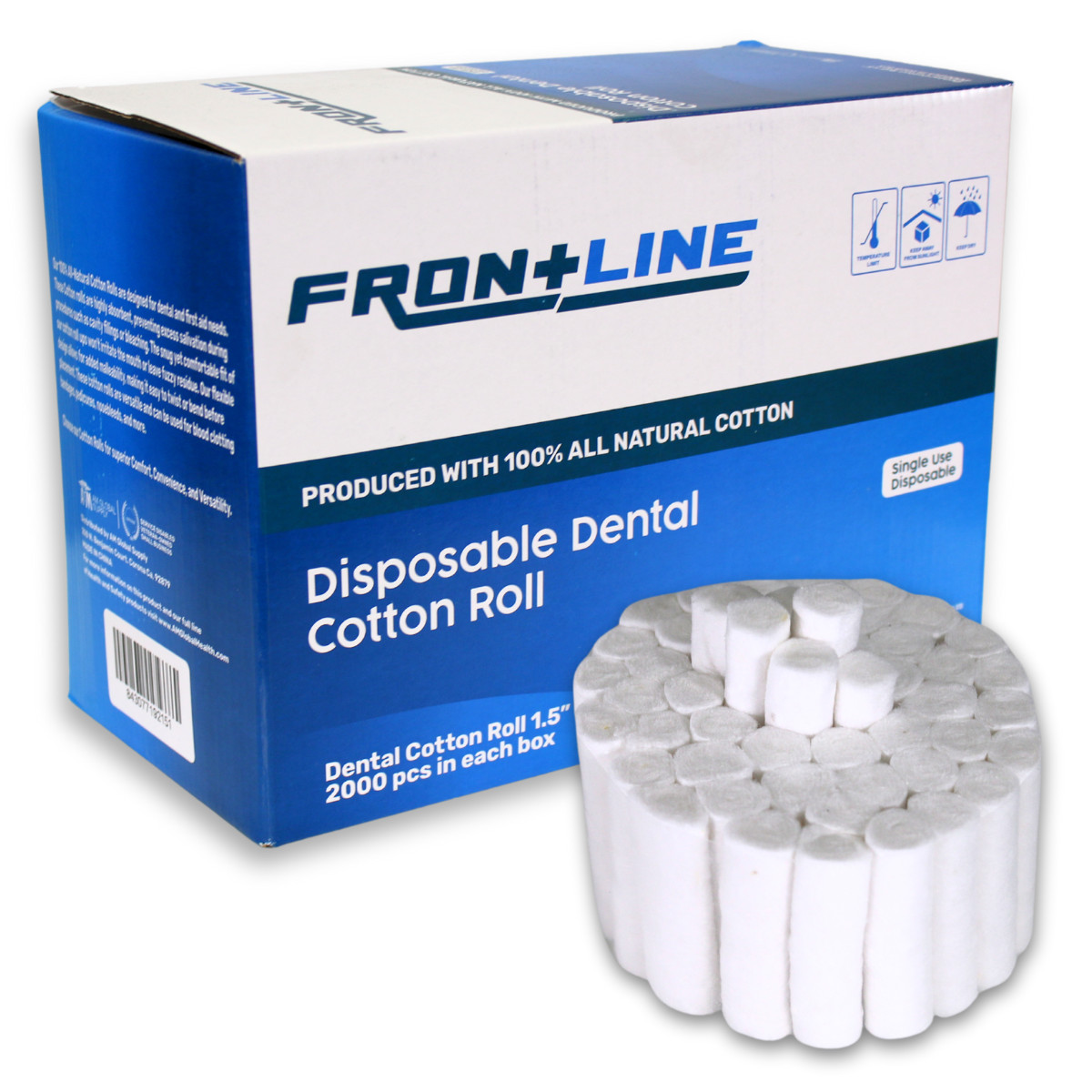 Dental Cotton Rolls 2000 Count 1.5” Rolled Gauze Nosebleed Plugs Absorbent