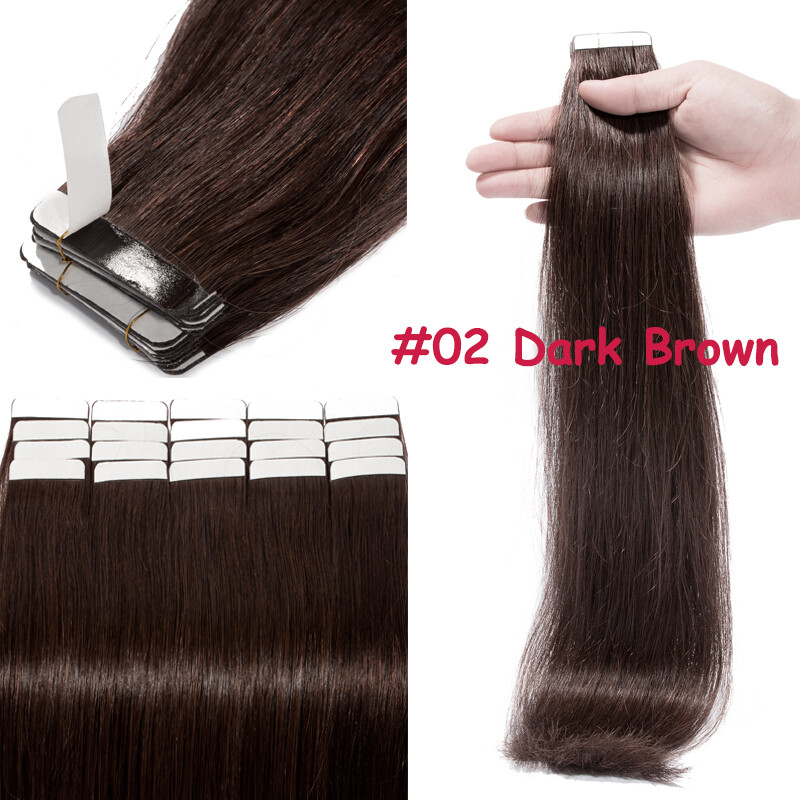 20pc Tape In 100% Real Human Hair Extensions Skin Weft Balayage 12″-24″ Straight