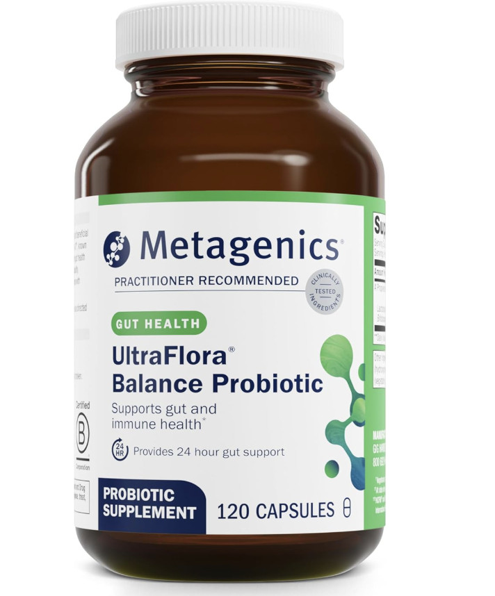 Metagenics UltraFlora Balance Probiotic Supplement, 120 Capsules, Exp 10/26