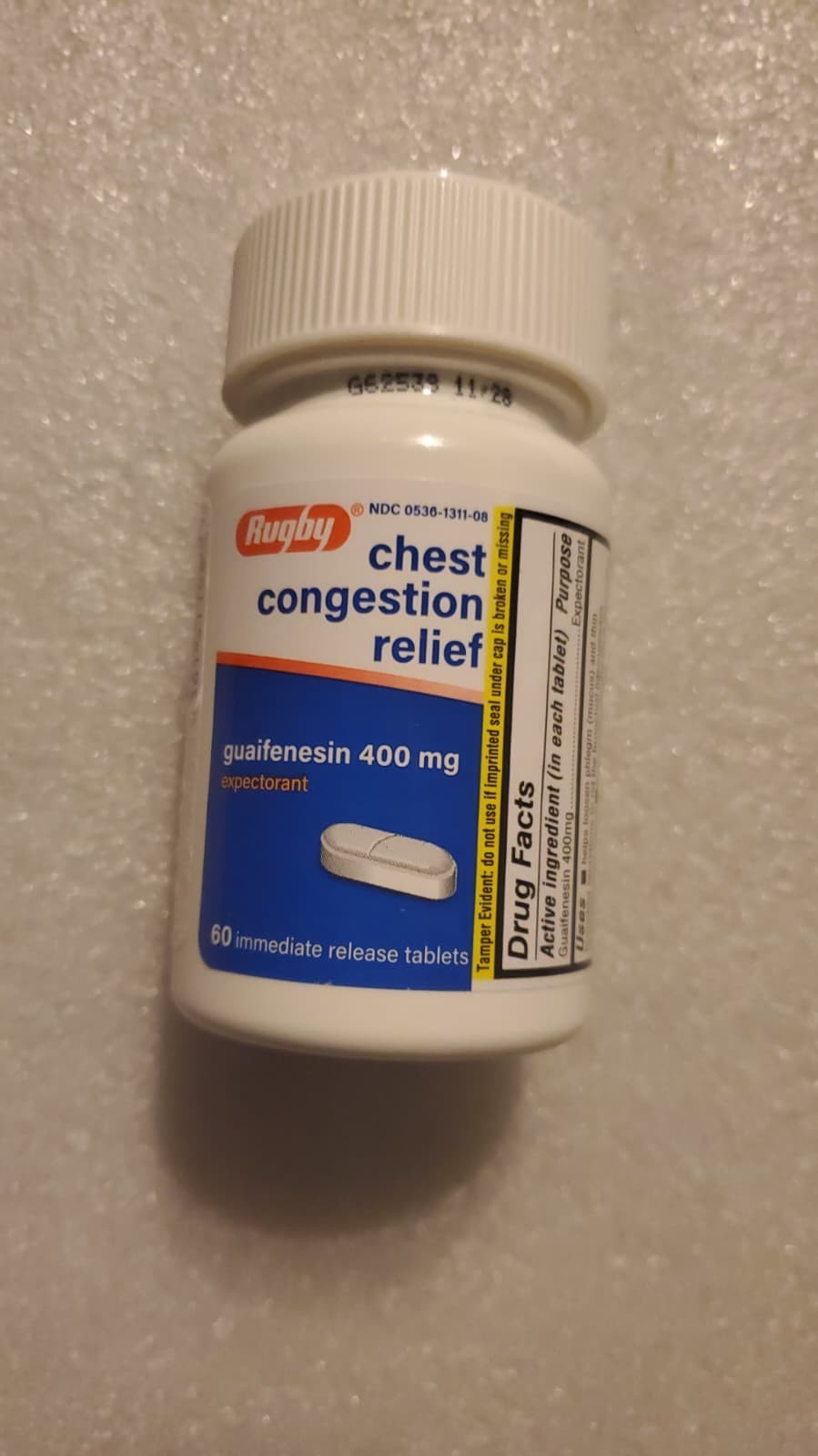 Rugby Chest Congestion Relief Guaifenesin 400 mg 60 Tablets – Exp Date 11-2028