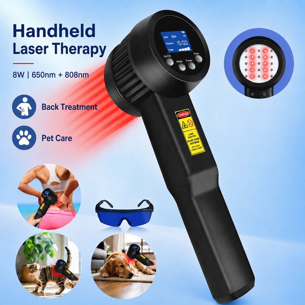 8W Red Light Cold Laser Therapy 650nm 808nm for Neck Shoulder Back Pain Relief
