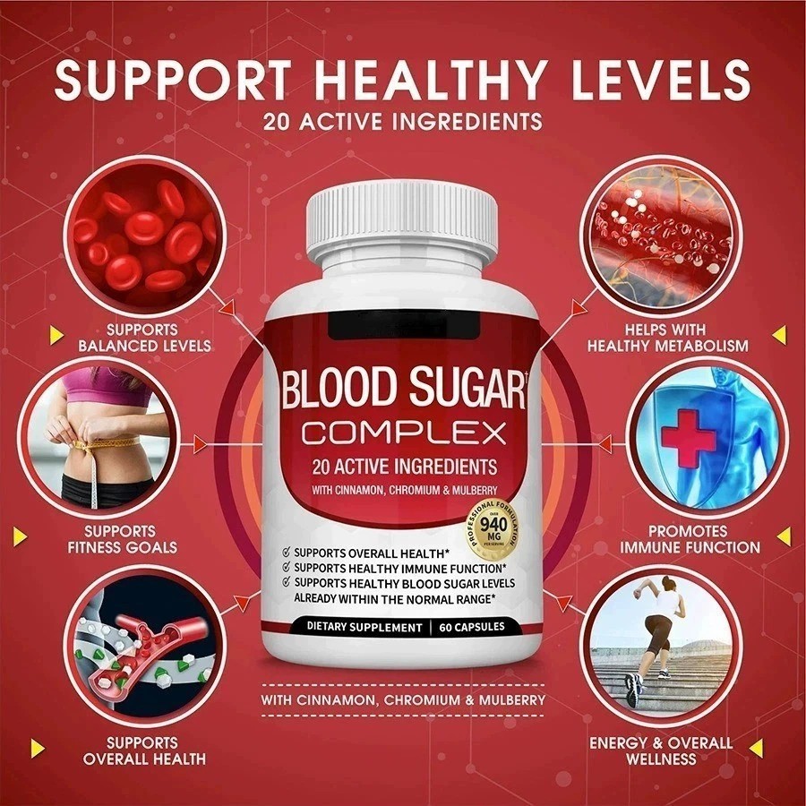 Blood Sugar Complex – 20 Active Ingredients with Cinnamon, Chromium & Mulberry